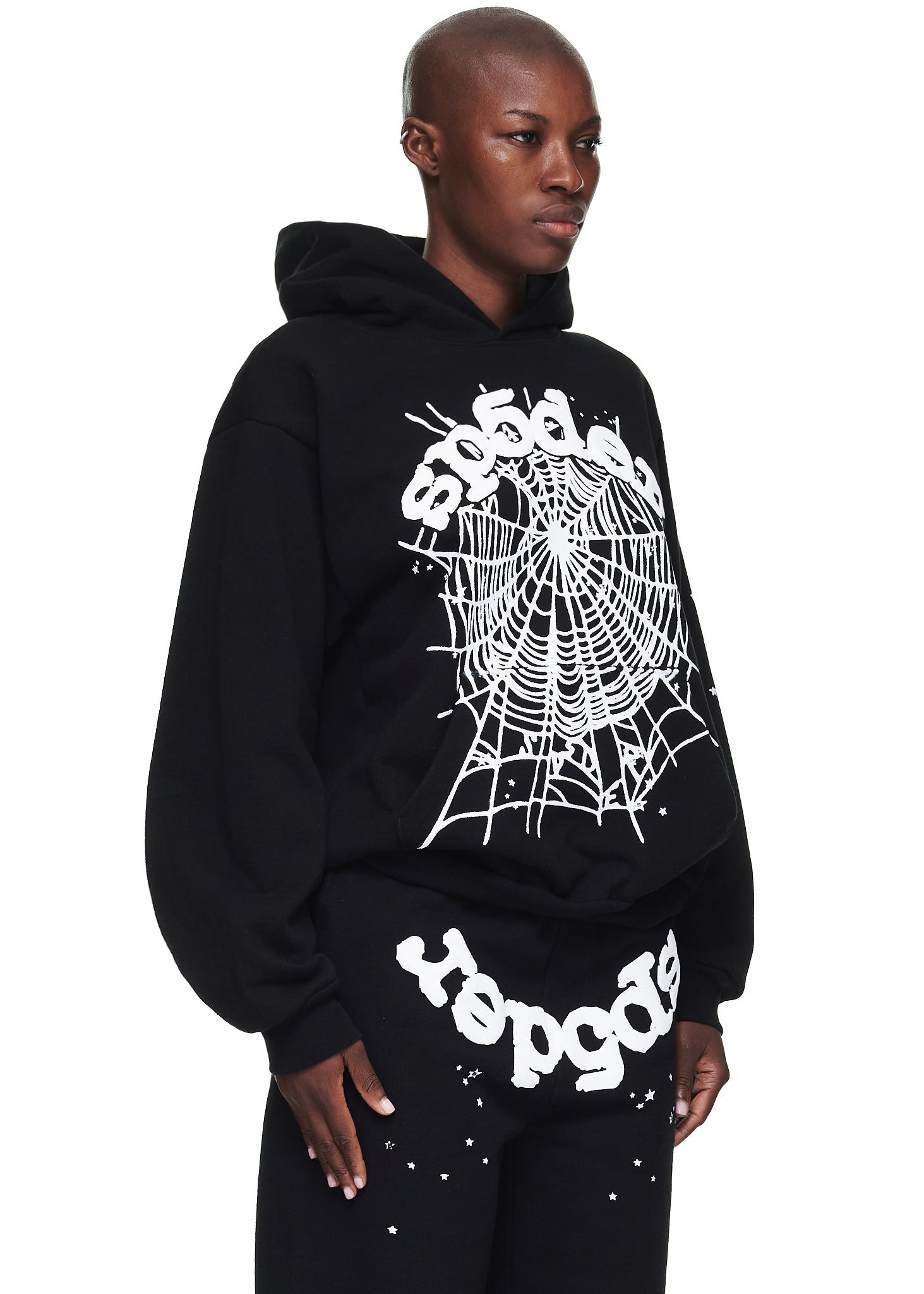 Sp5der “Webcore Noir” Hoodie – Black &amp; White 440GSM Heavyweight Oversized Streetwear Pullover