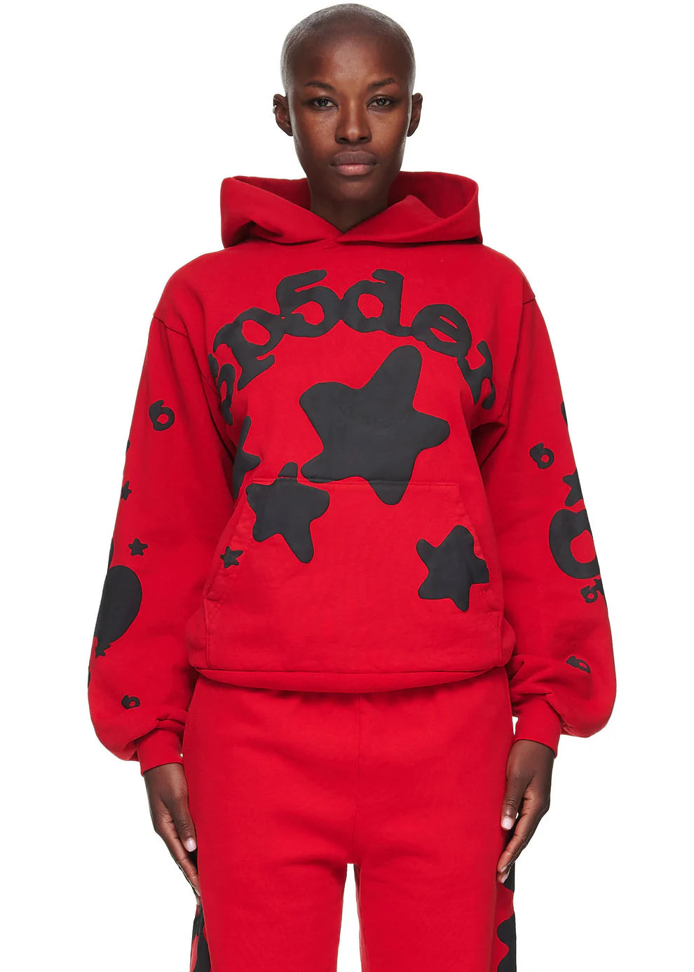 Sp5der “Starfire” Hoodie – Red &amp; Black 440GSM Heavyweight Oversized Streetwear Pullover