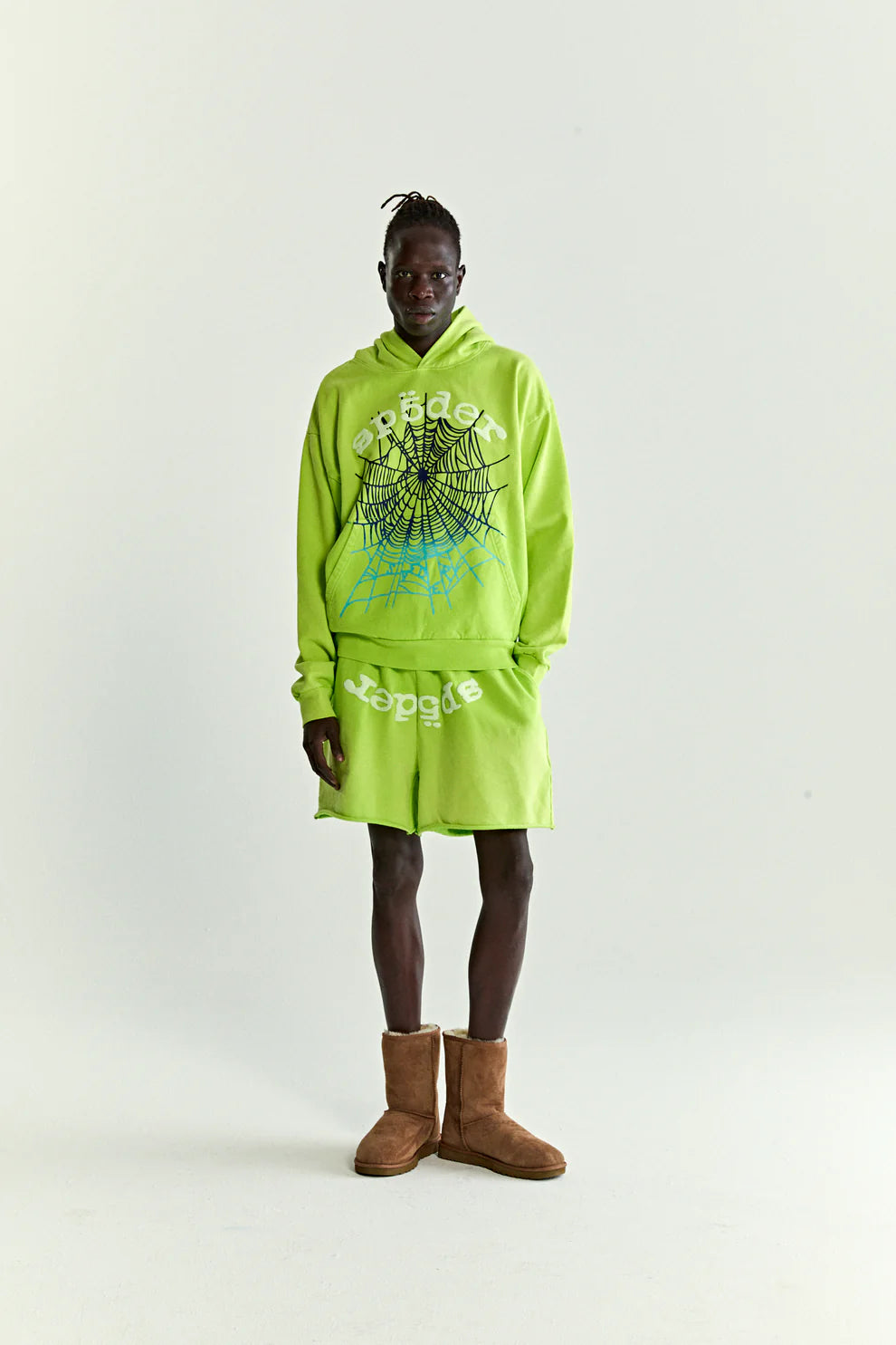 Sp5der Web Graphic Hoodie – Neon Green 440GSM Heavyweight Streetwear
