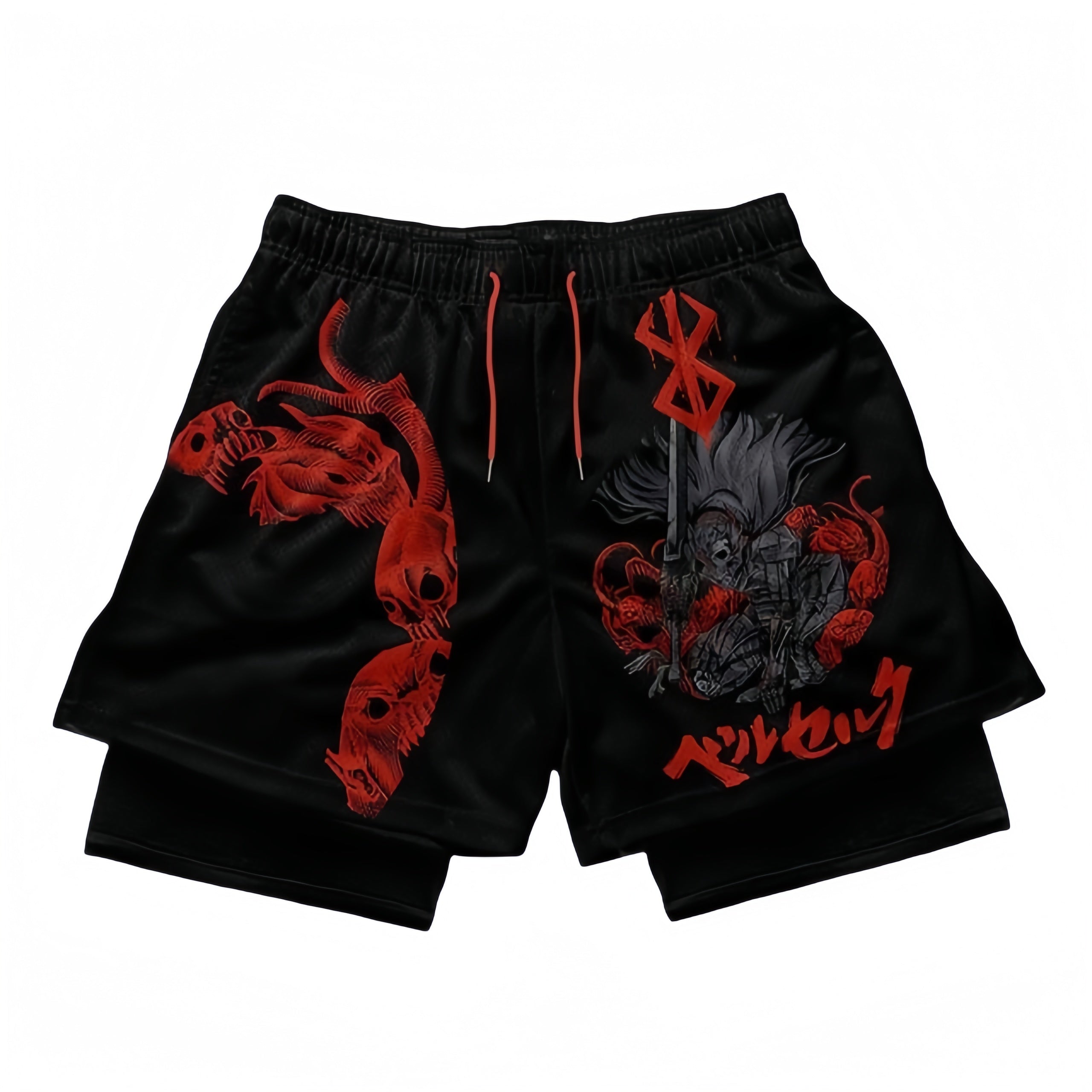 Berserk Anime Gym Shorts – Guts Berserker Armor Workout Shorts for Men & Women | Dark Fantasy Fitness Apparel with Brand of Sacrifice