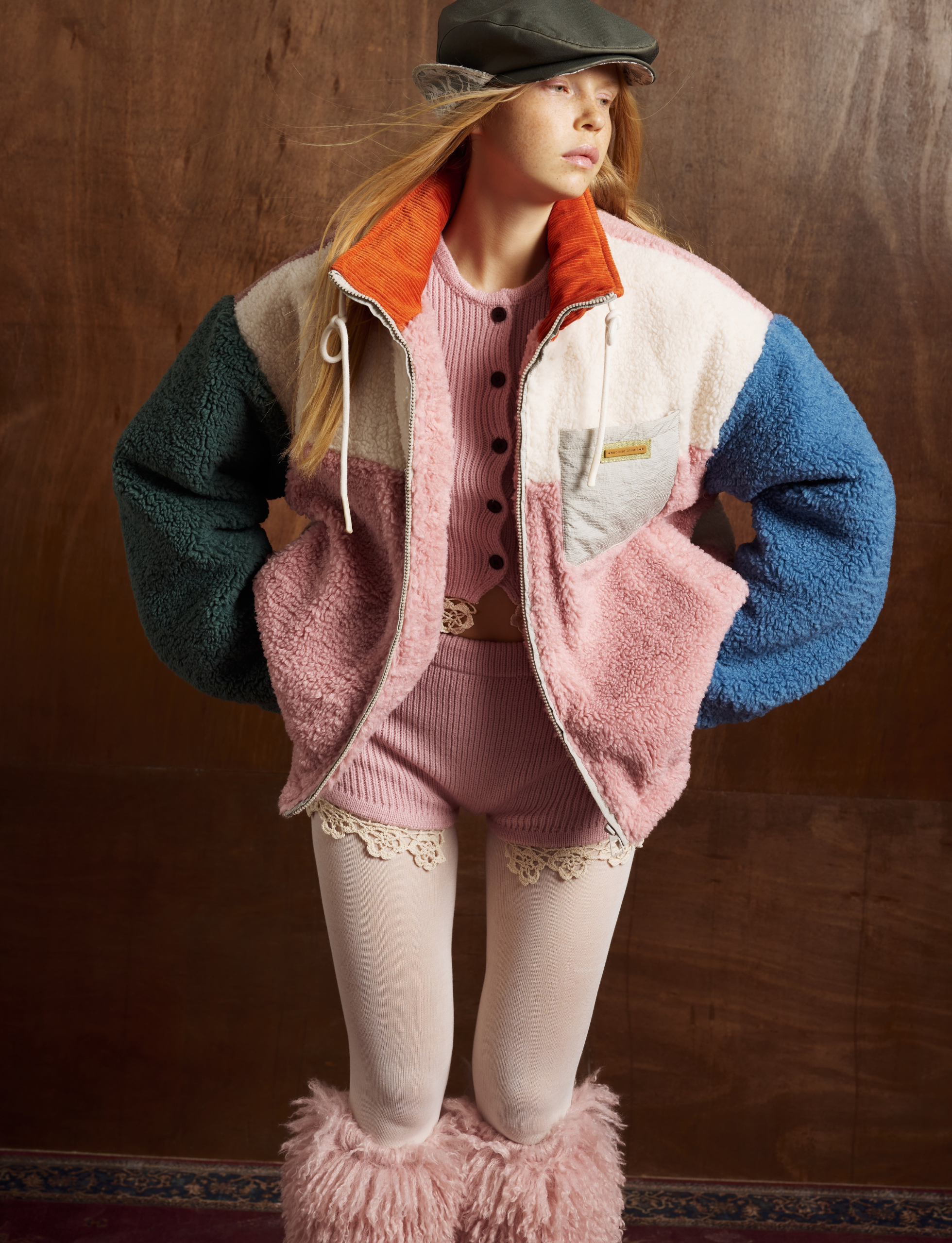Colorblock Sherpa Fleece Zip Jacket | Retro High-Neck