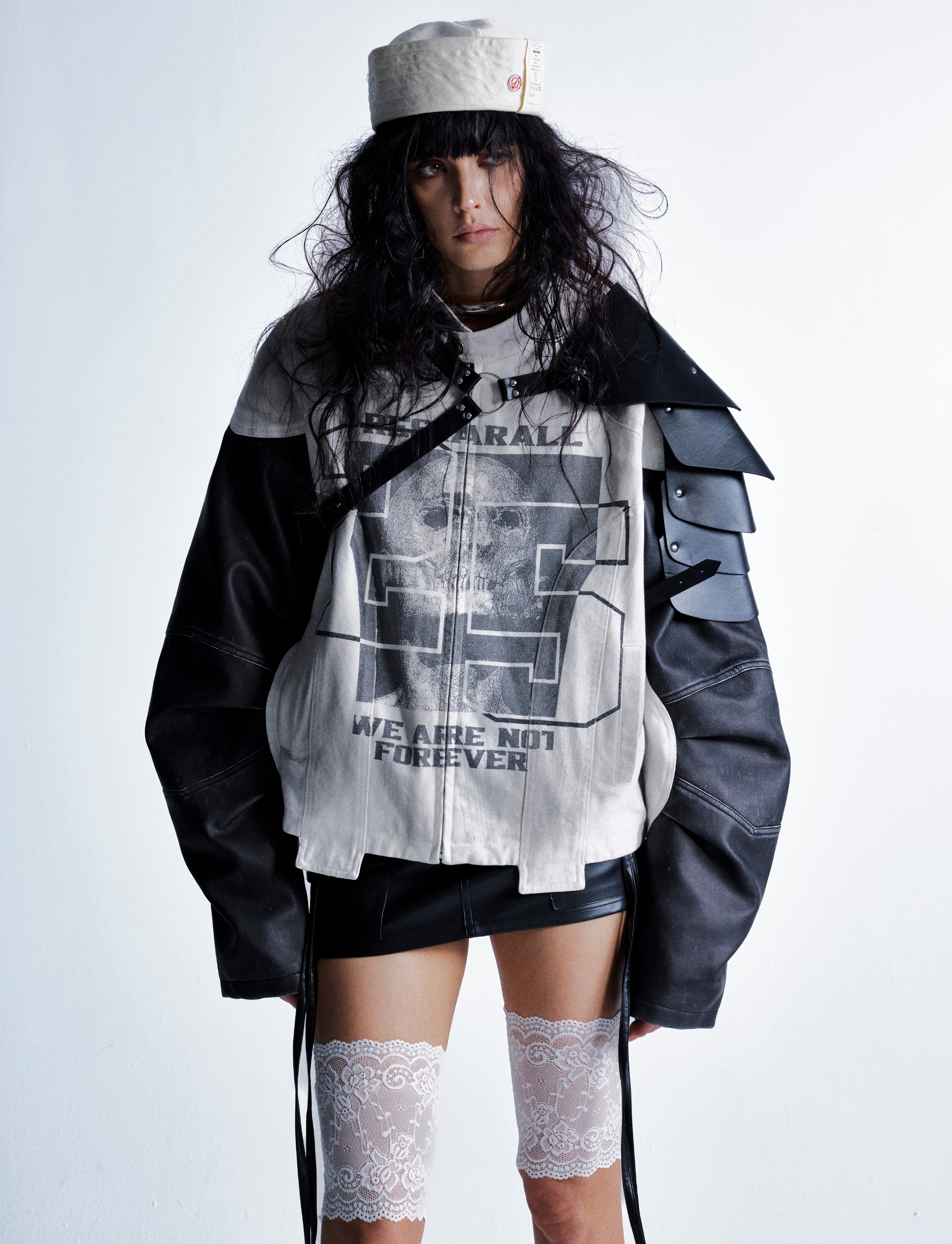 Omirad Contrast Moto Jacket – Skull Graphic Street Jacket