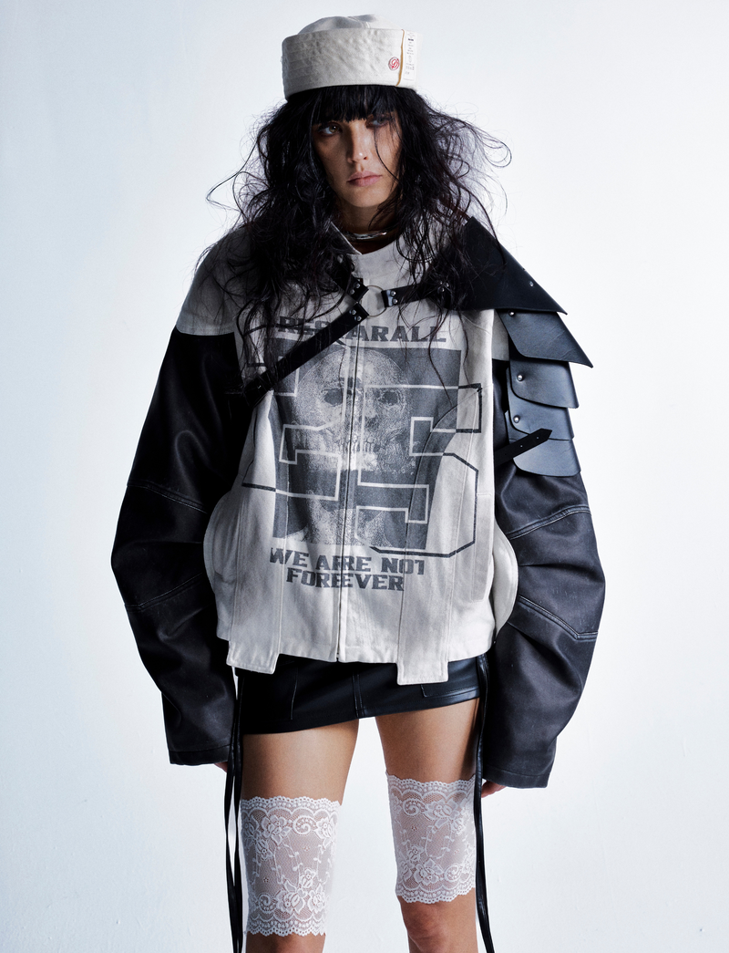 Omirad Contrast Moto Jacket – Skull Graphic Street Jacket