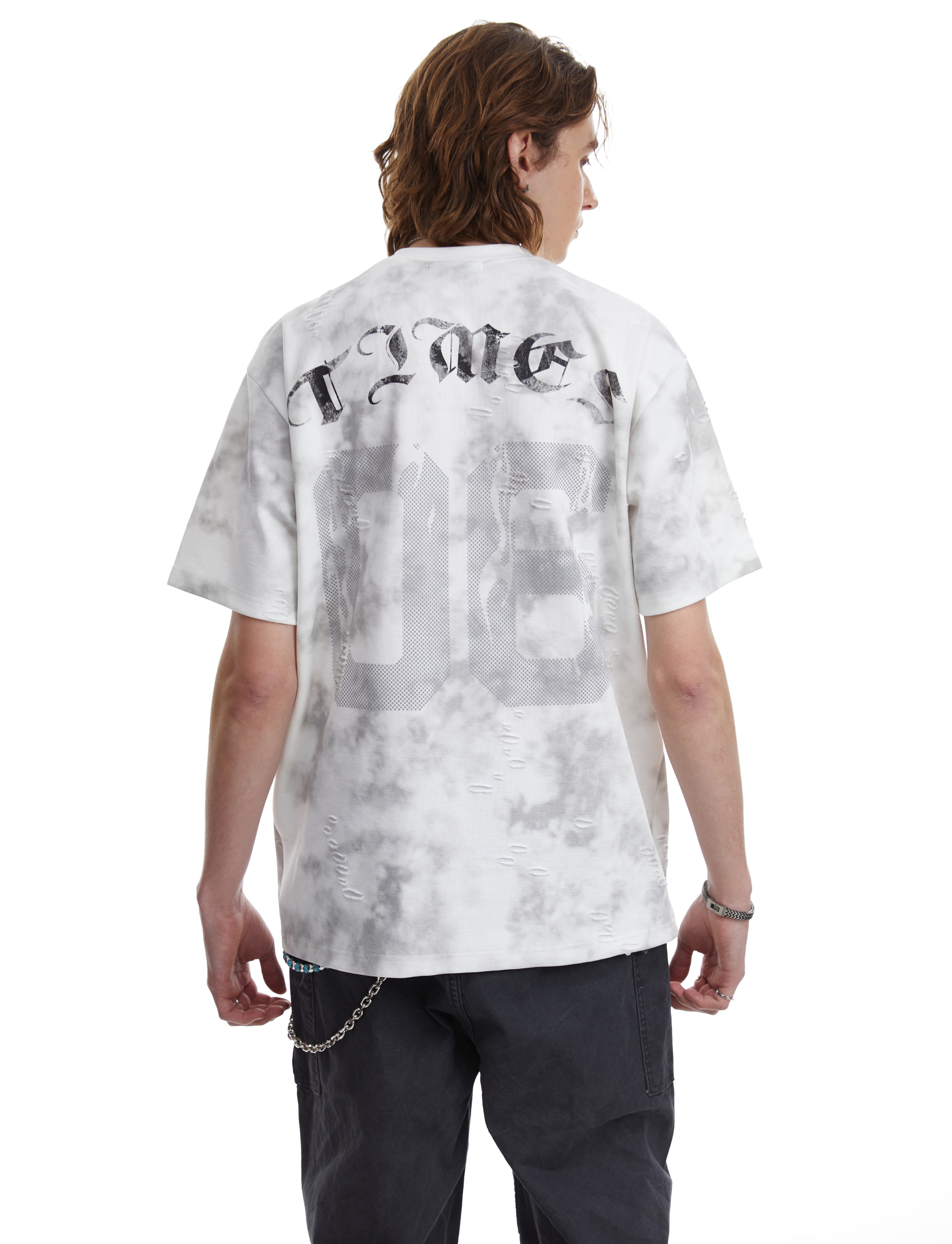 Marble Wash Number Graphic Oversized Tee | Streetwear