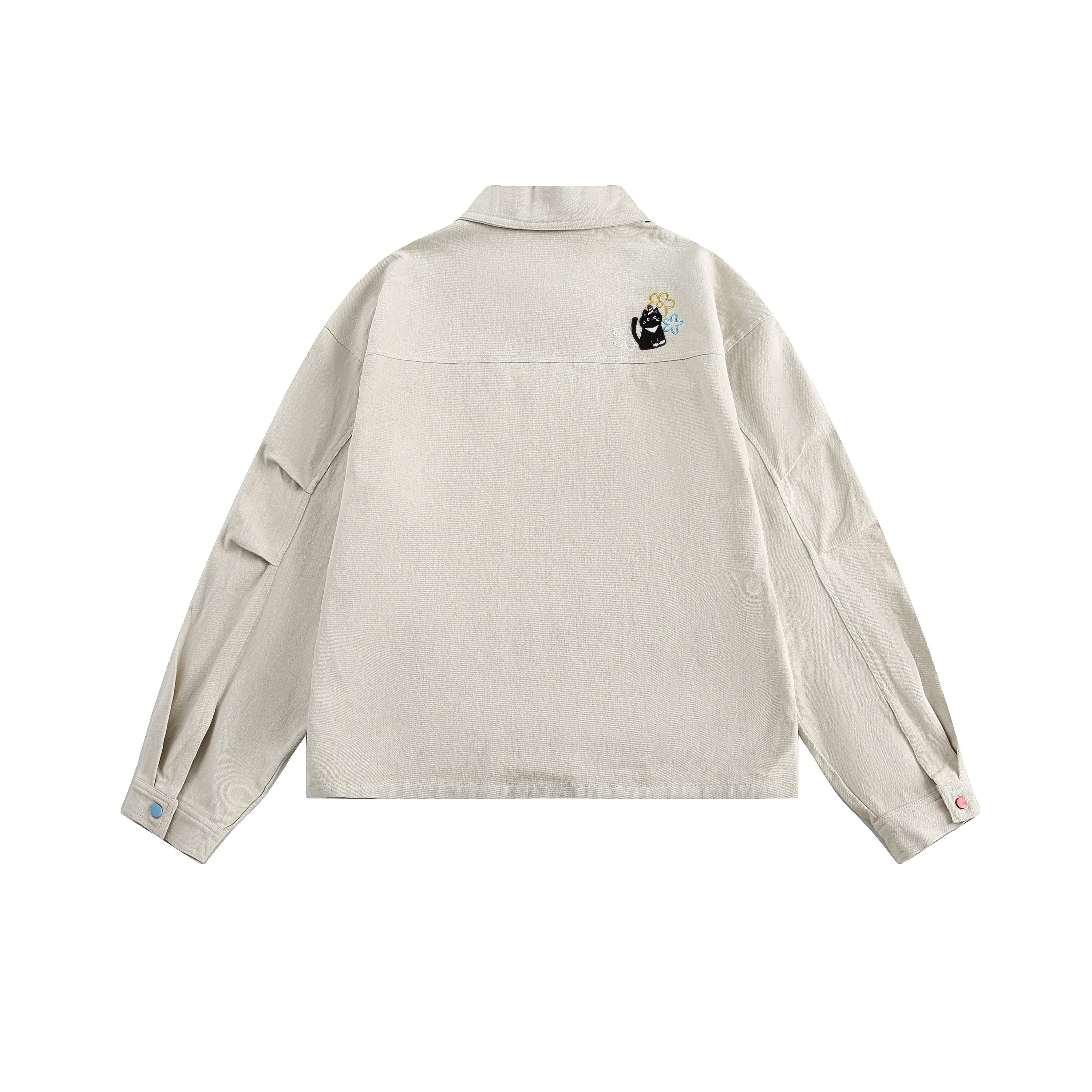 Cartoon Embroidery Cotton Utility Jacket | Streetwear