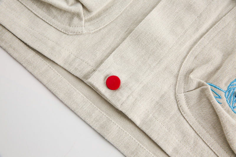 Cartoon Embroidery Cotton Utility Jacket | Streetwear