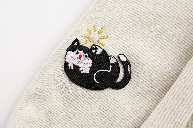 Cartoon Embroidery Cotton Utility Jacket | Streetwear