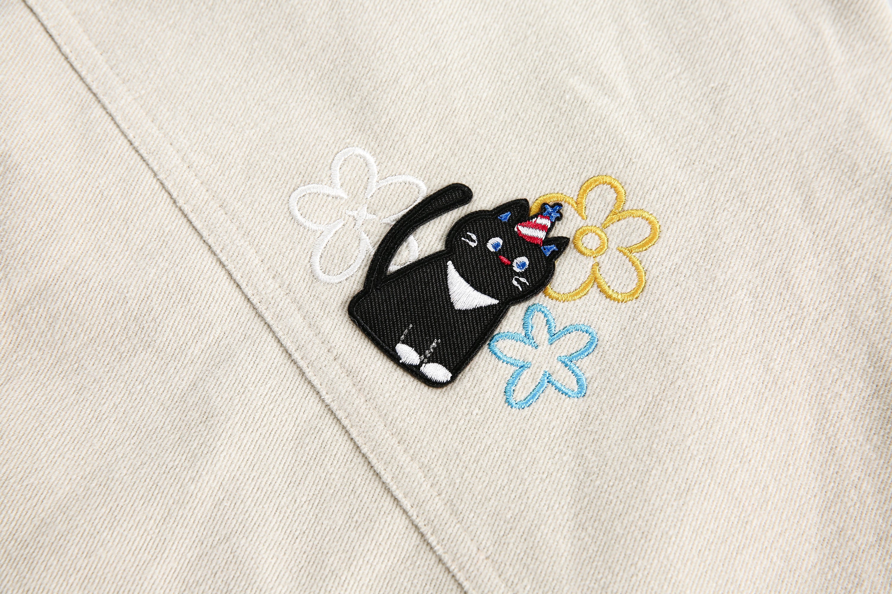 Cartoon Embroidery Cotton Utility Jacket | Streetwear