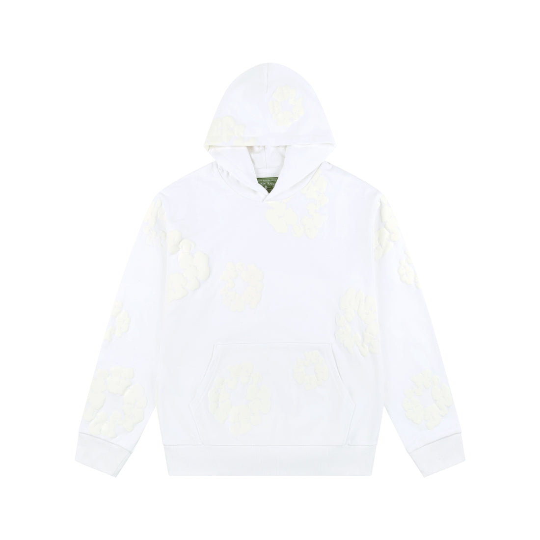 White Monochrome “Cotton Wreath” Denim Tears Hoodie – Minimal Streetwear Sweatshirt