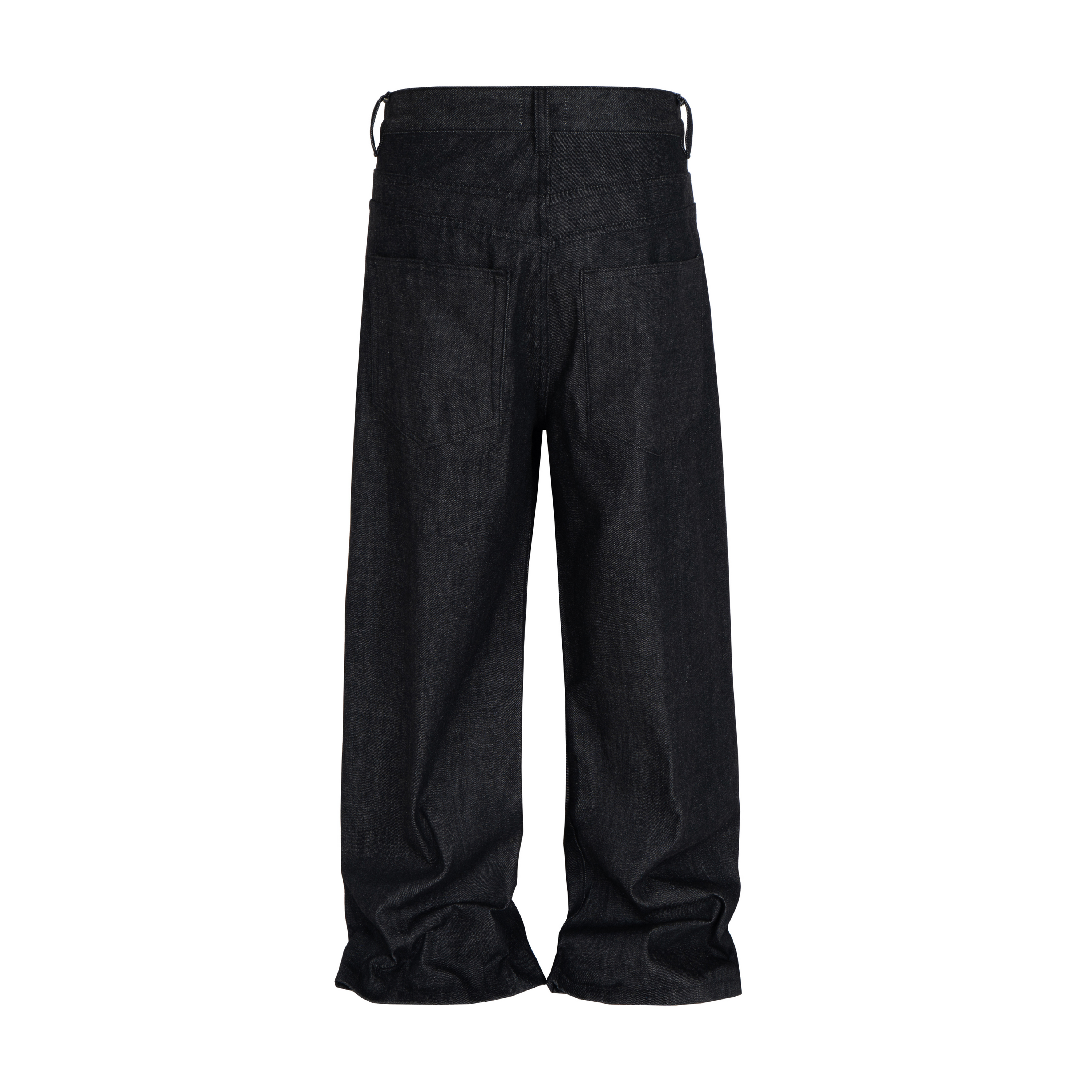 Omirad Raw Straight Denim Jeans | Stacked Hem Black