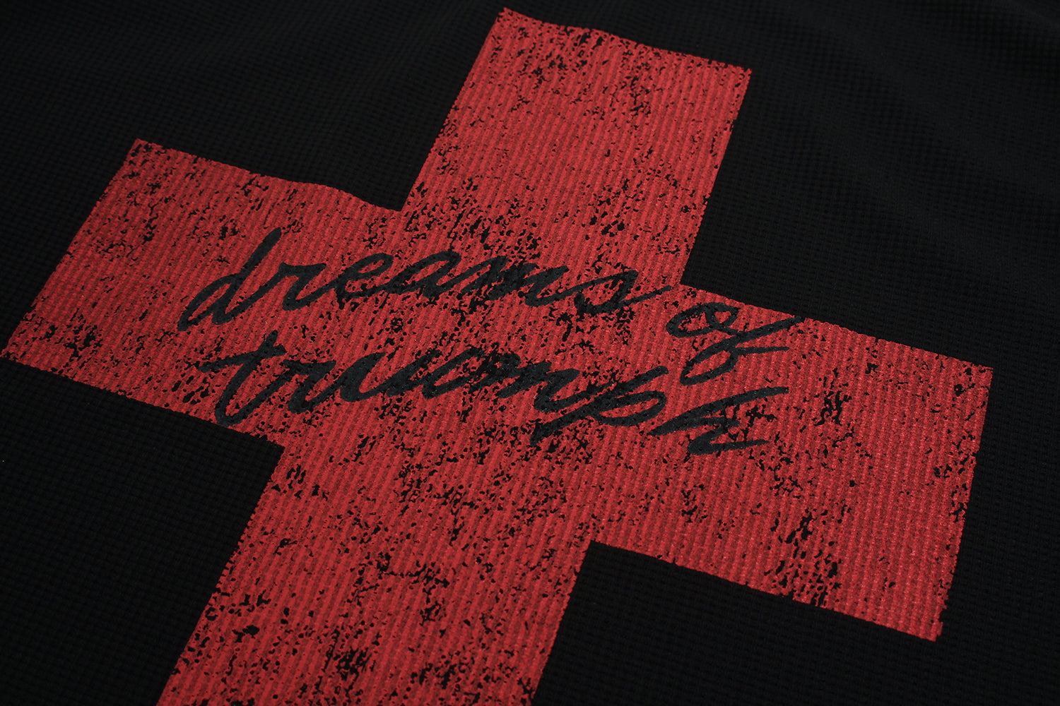 Cross Graphic Waffle Knit Long Sleeve Sweatshirt | Streetwear