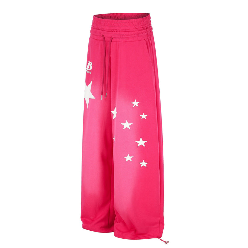Star Graphic Wide-Leg Sweatpants | Y2K Gradient Streetwear