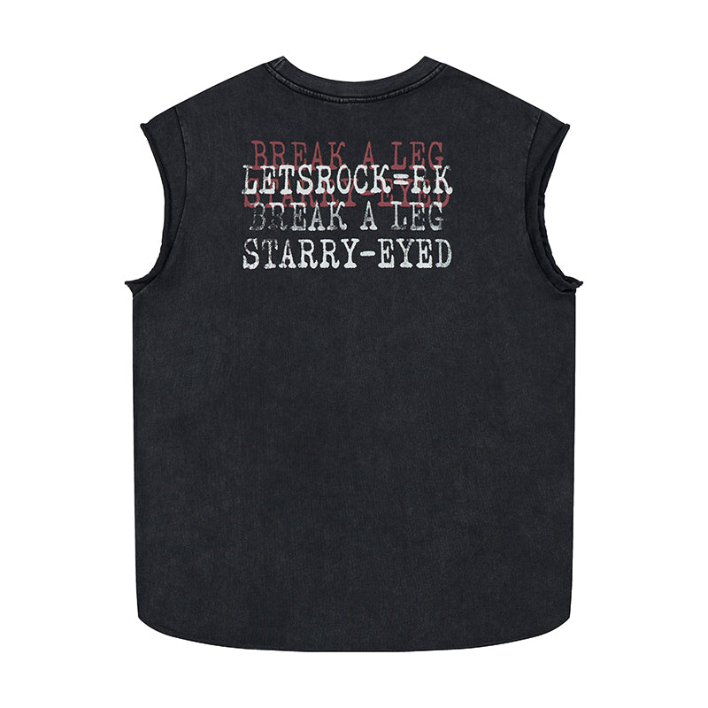 Distressed Cross Sleeveless T-Shirt | Gothic Punk Streetwear