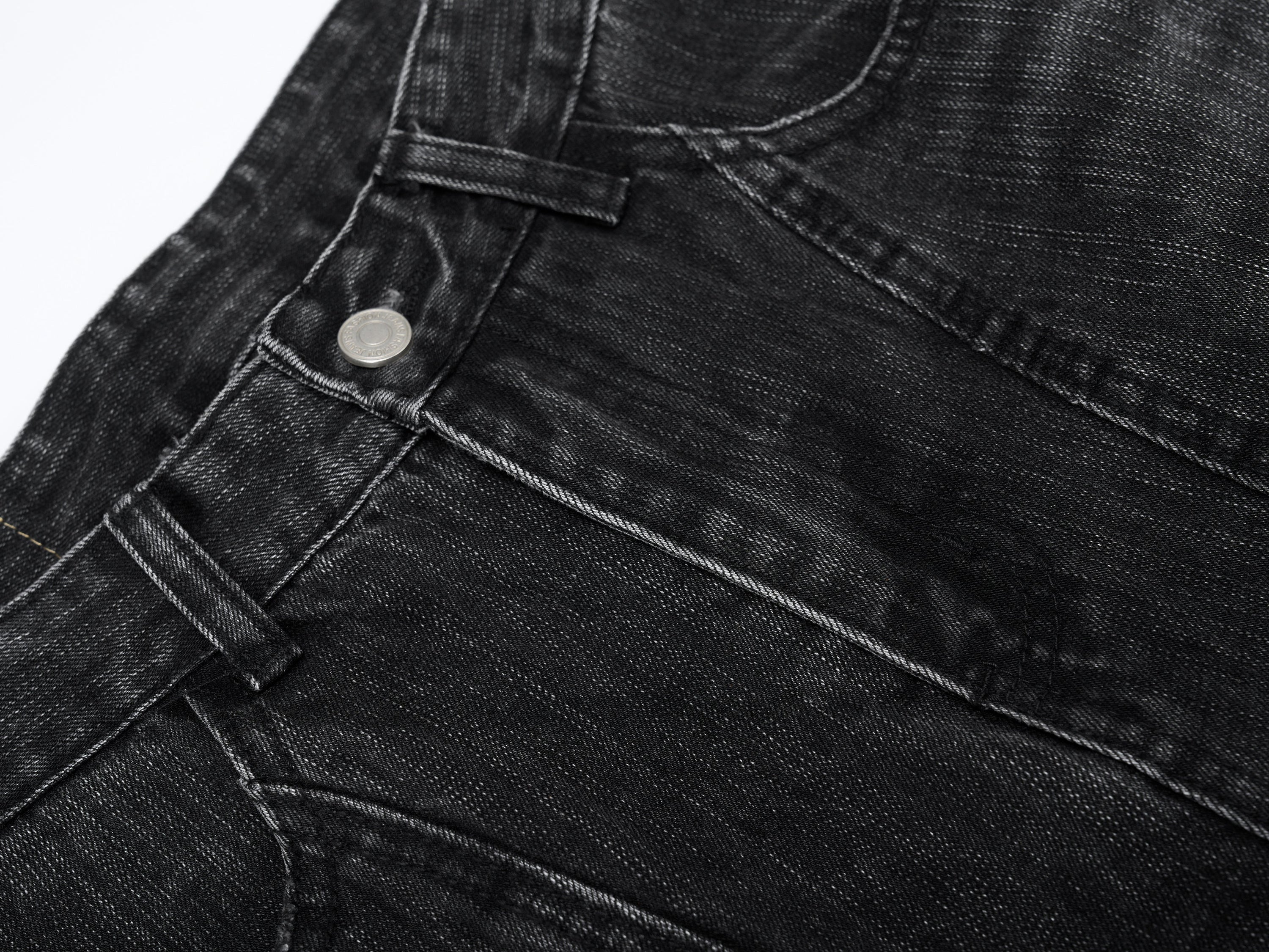 Vintage Washed Curved-Leg Wide Fit Denim Pants | SEAKOFF