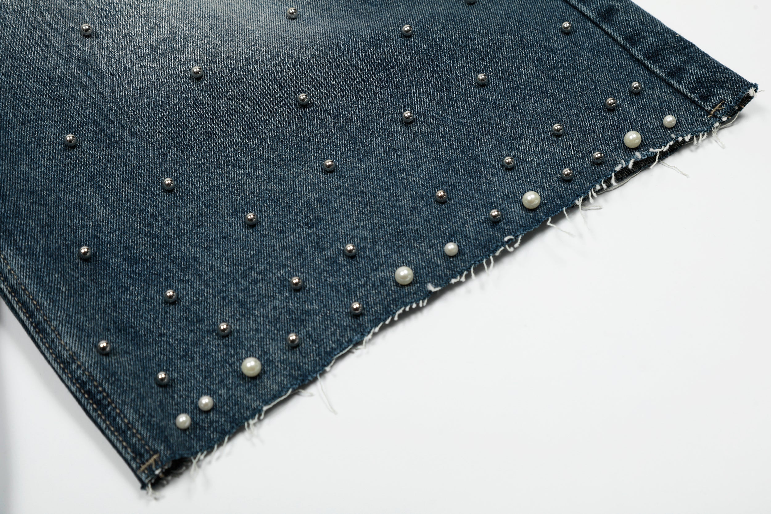 Omirad Studded Wide-Leg Denim Shorts | Vintage Wash Jorts