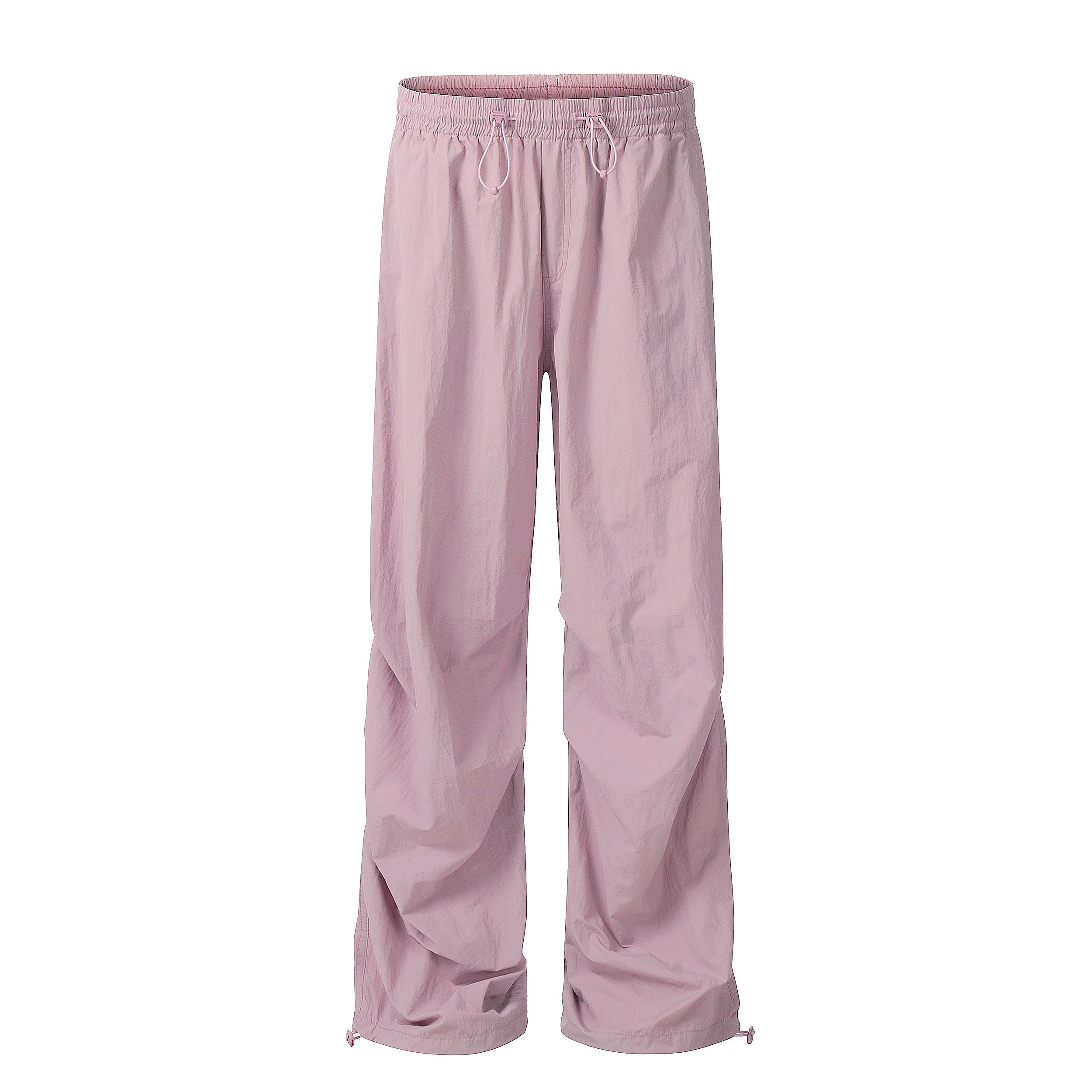 Lightweight Nylon Drawstring Parachute Pants | Wide Leg