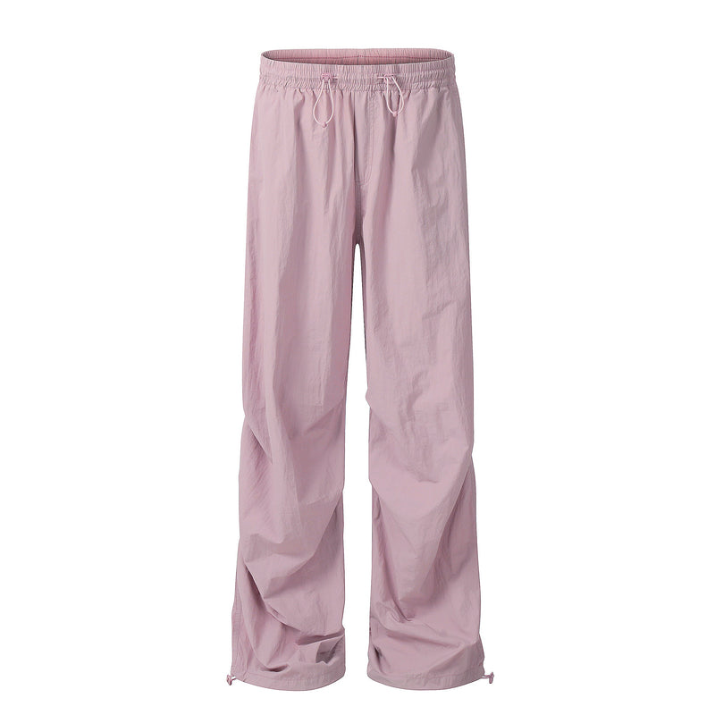 Lightweight Nylon Drawstring Parachute Pants | Wide Leg