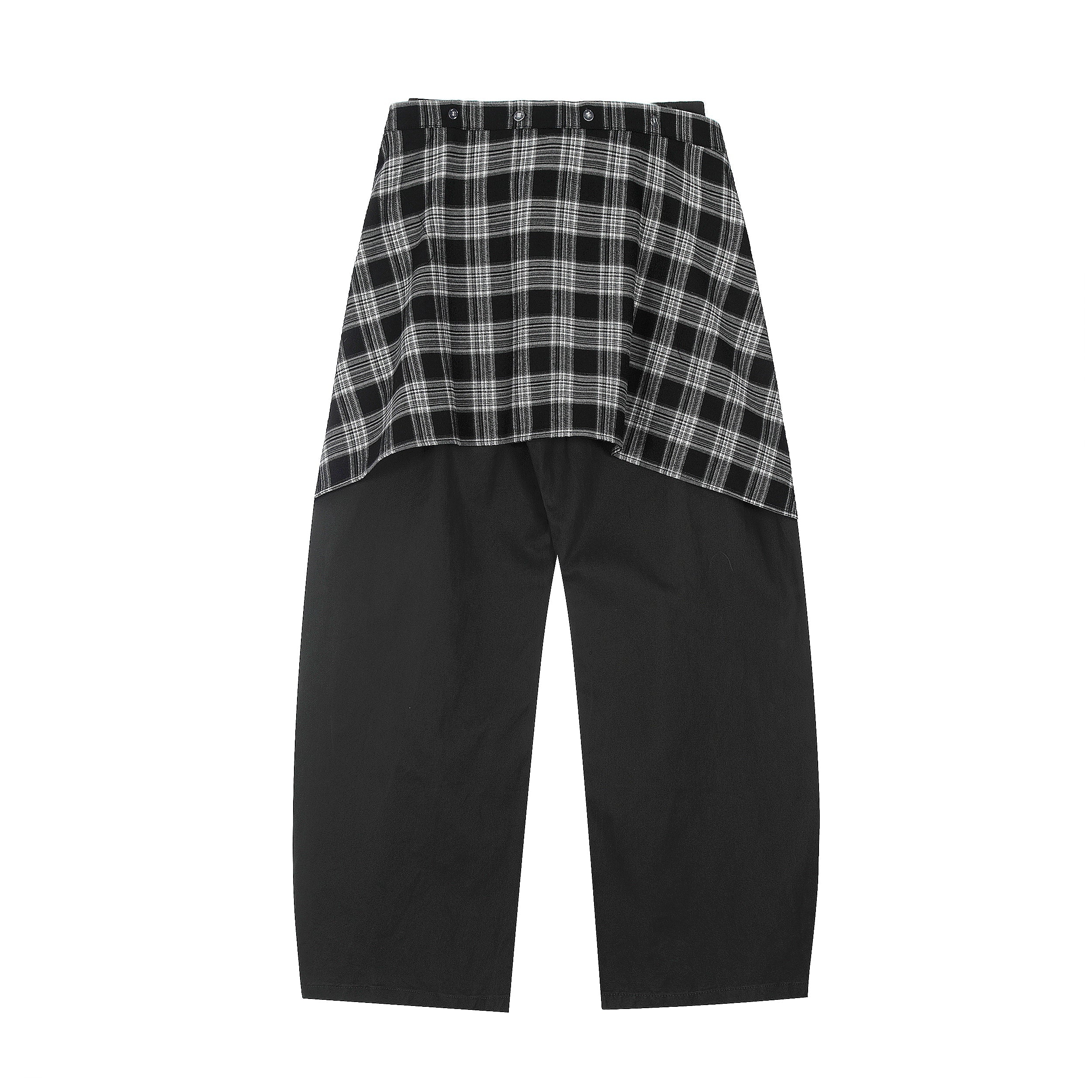 Layered Flannel Tie Wide-Leg Pants | Street Style