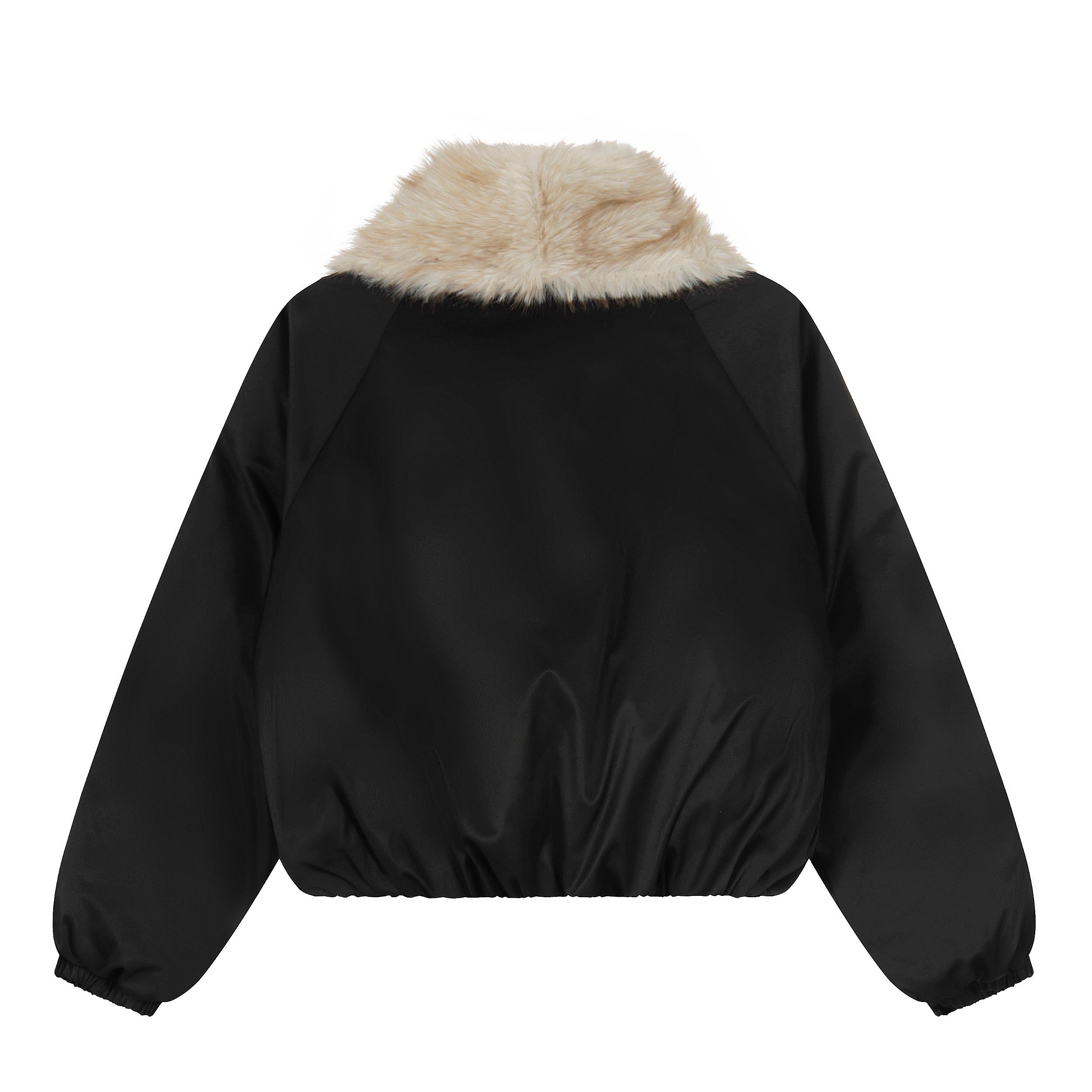 Faux Fur Lapel Drawstring Cropped Jacket | Streetwear