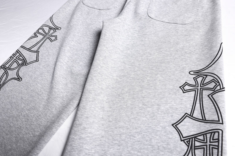 Gothic Outline Wide-Leg Sweatpants | Streetwear Joggers