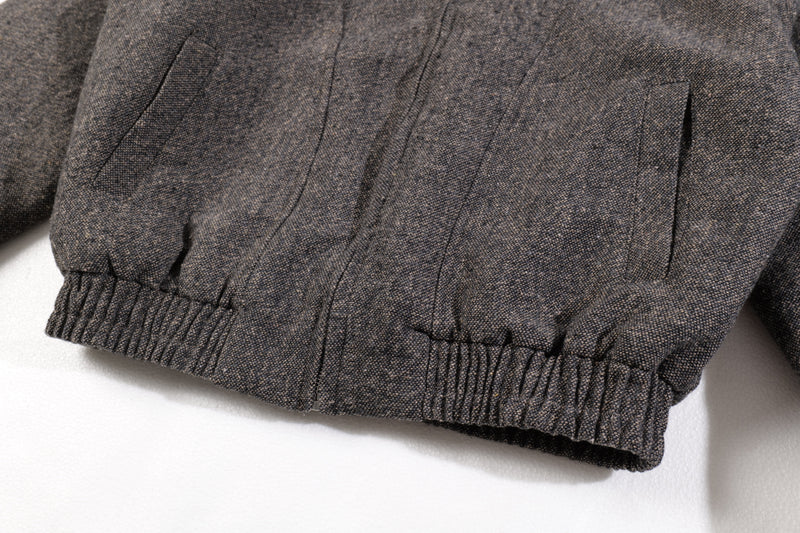 Faux-Fur Collar Wool-Texture Bomber Jacket | Omirad