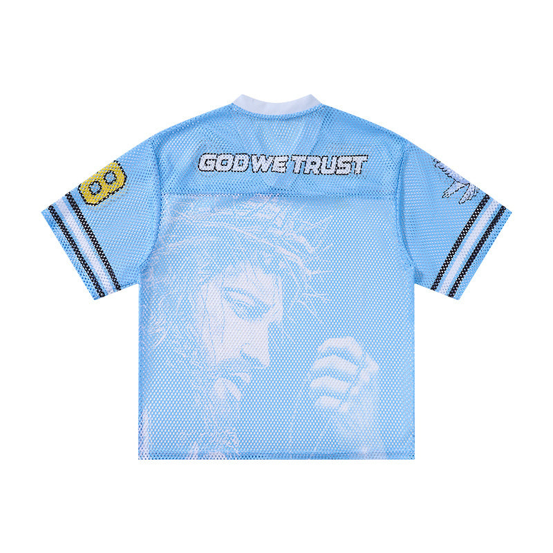 Omirad God We Trust Mesh Jersey T-Shirt | Streetwear
