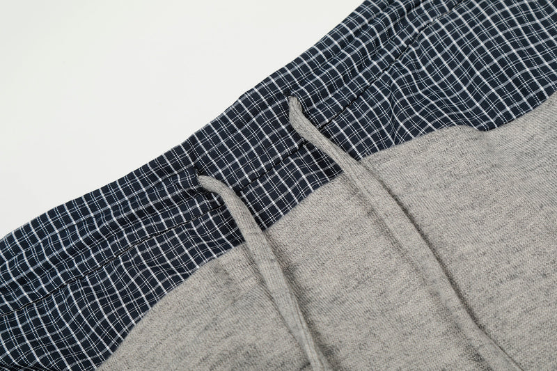 Layered Waist Wide-Leg Sweatpants | Contrast Check Panel