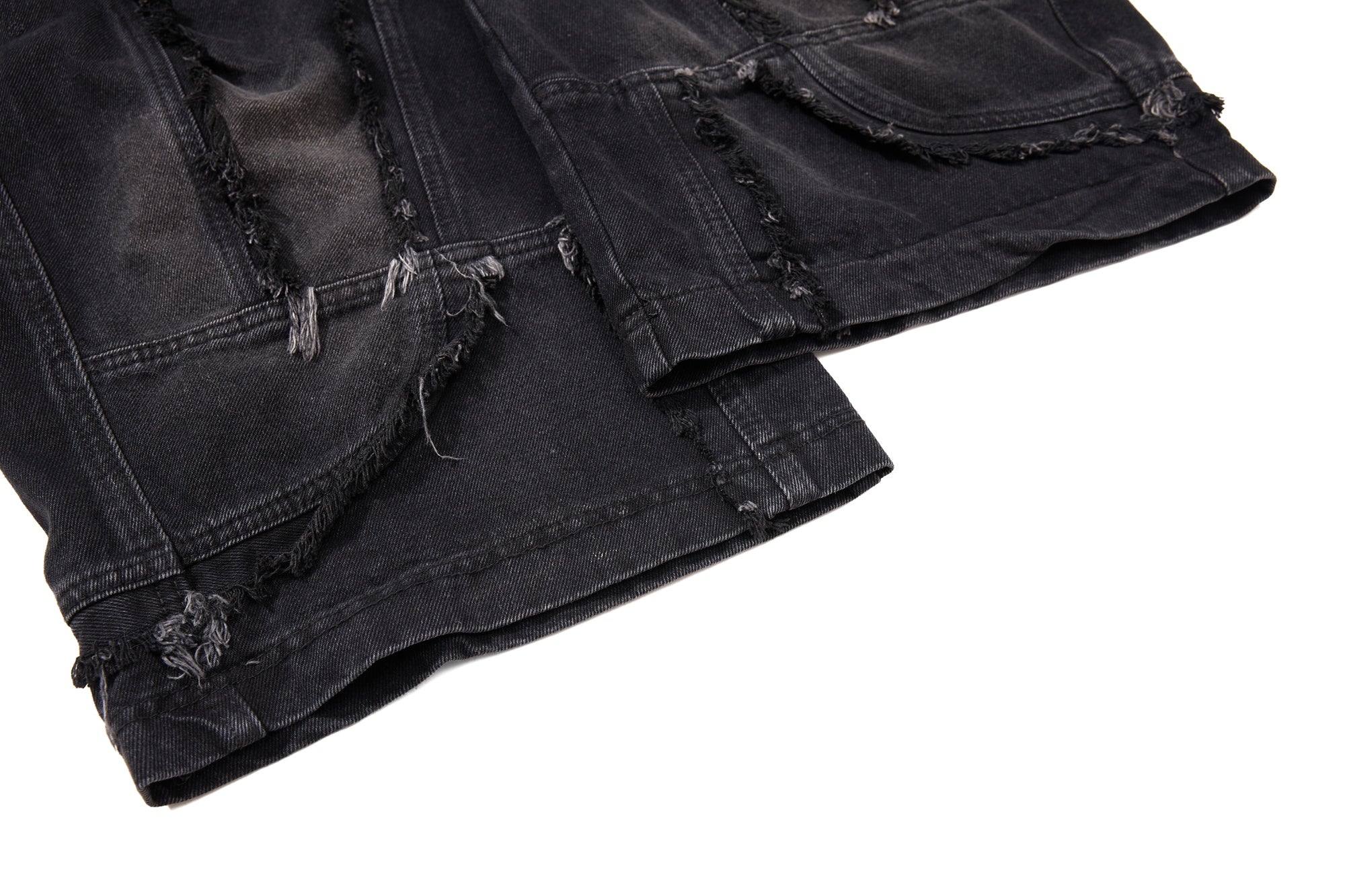 Distressed Panel Wide-Leg Denim Jeans | Deconstructed Streetwear