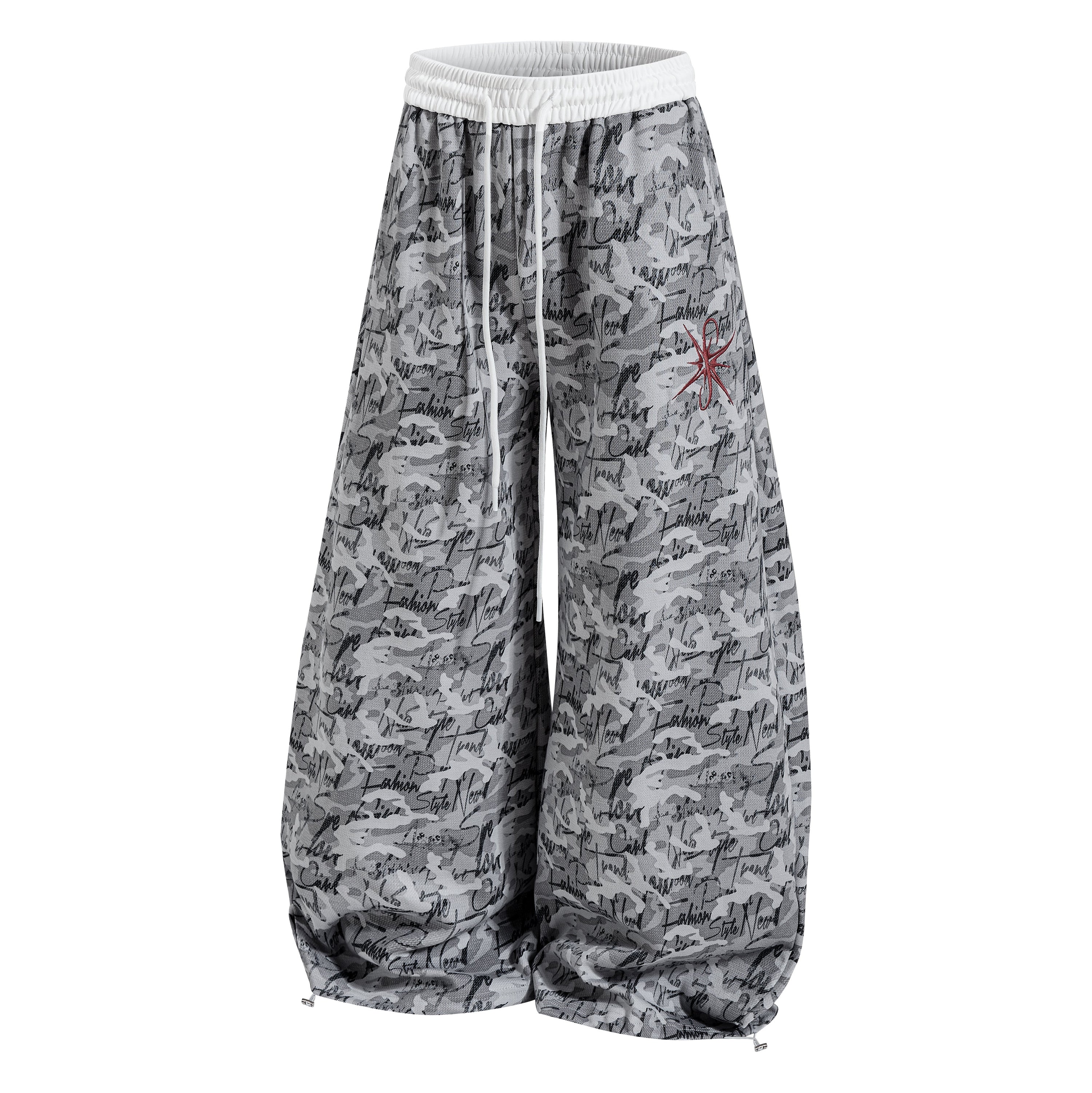Omirad Camo Script Wide-Leg Streetwear Pants