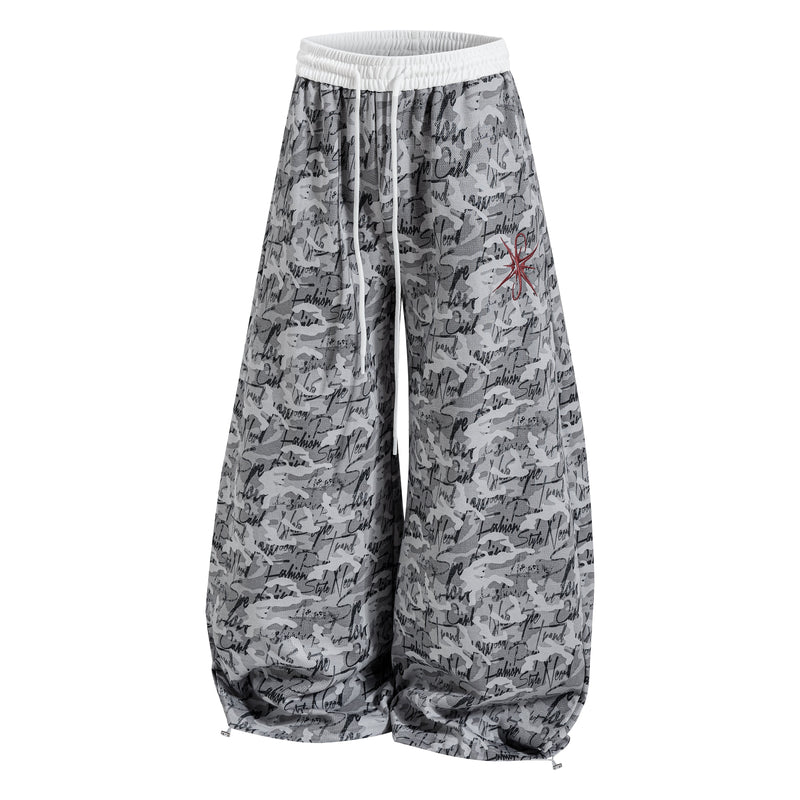 Omirad Camo Script Wide-Leg Streetwear Pants
