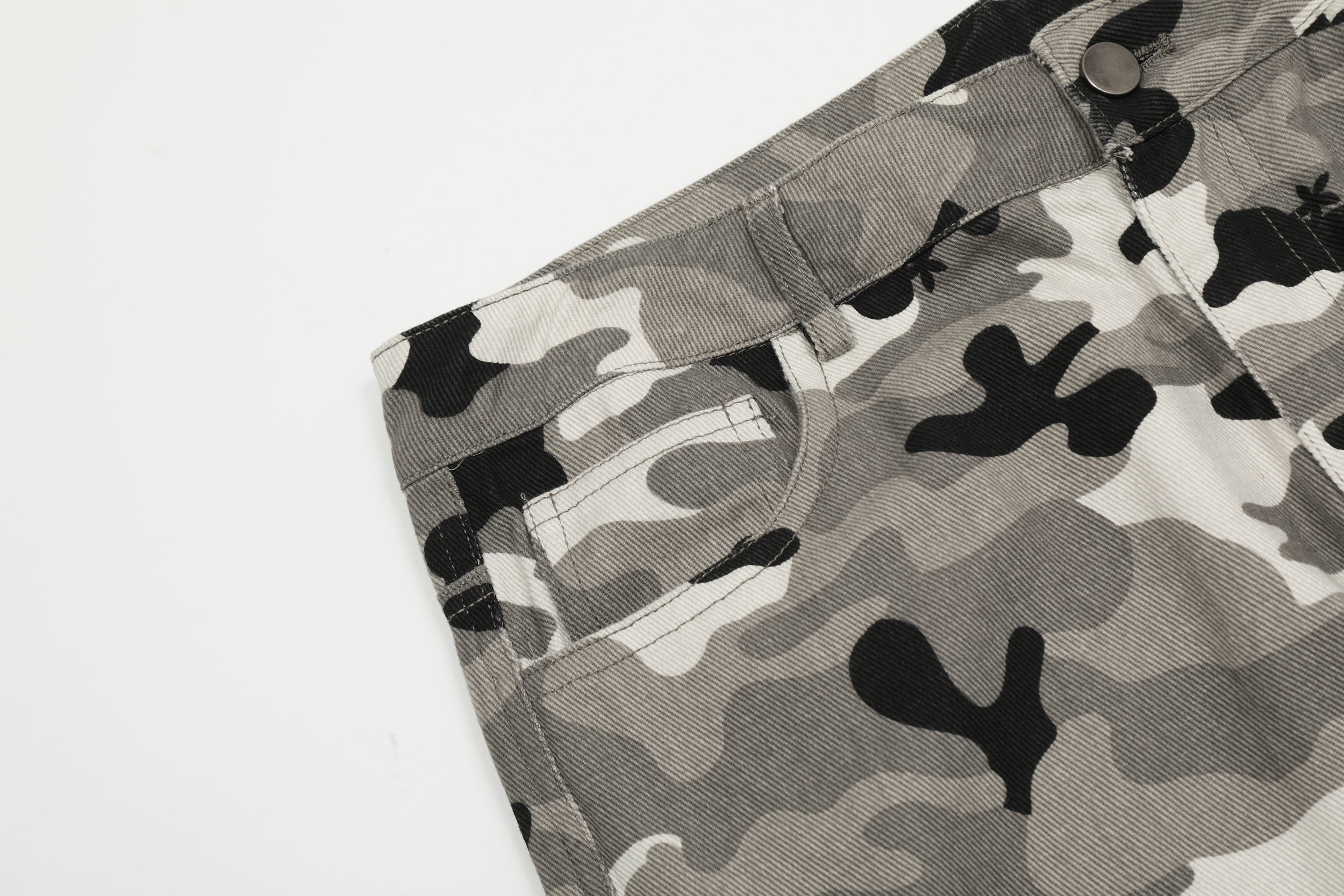 Grey Camo Cargo Pants with Checkerboard Patches | SEAKOFF
