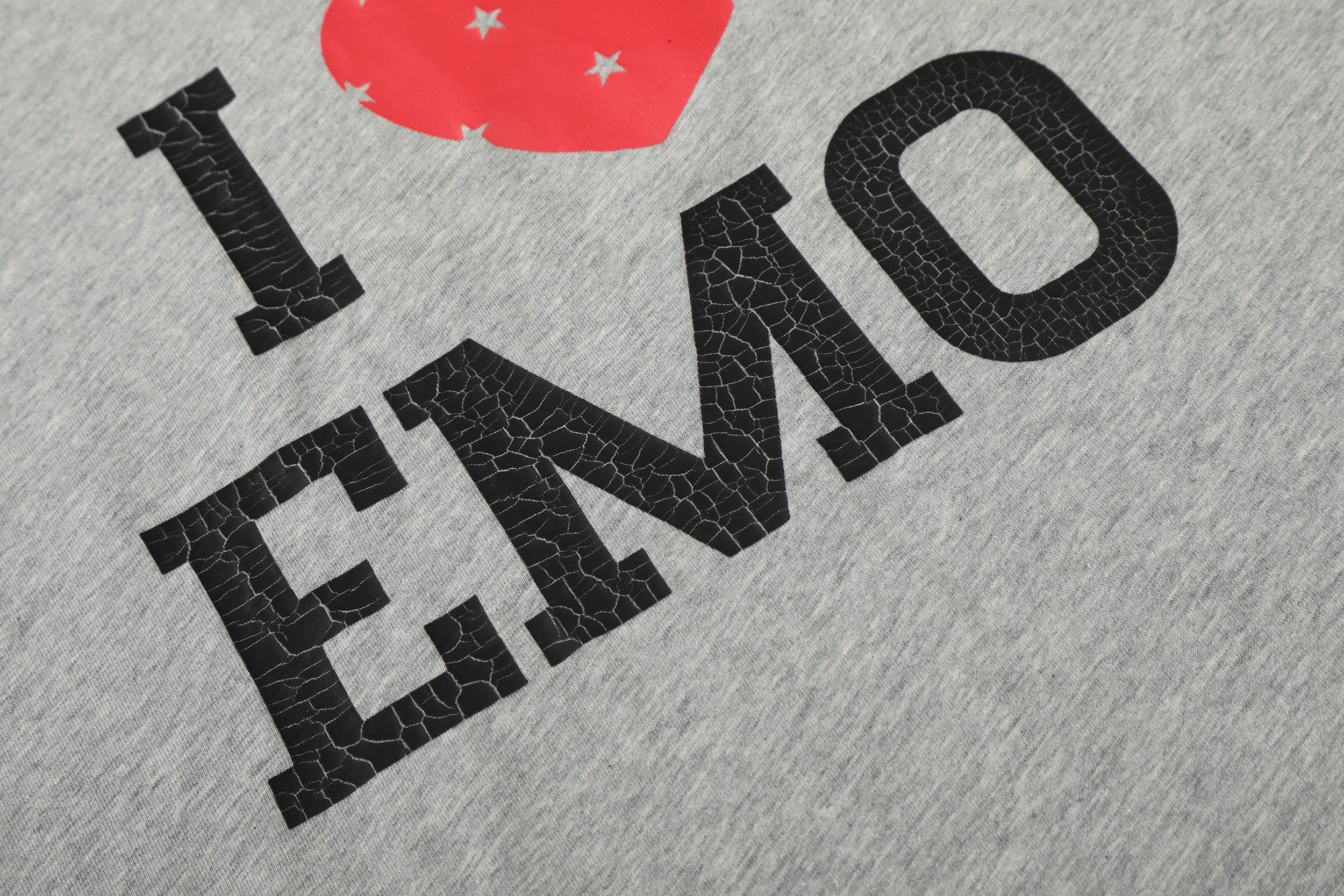 I Love EMO Raglan Long Sleeve Tee | Star-Pattern Contrast Sleeves