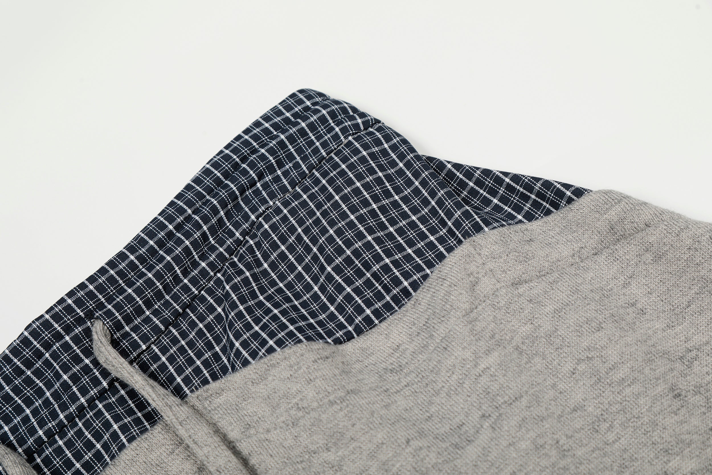 Layered Waist Wide-Leg Sweatpants | Contrast Check Panel