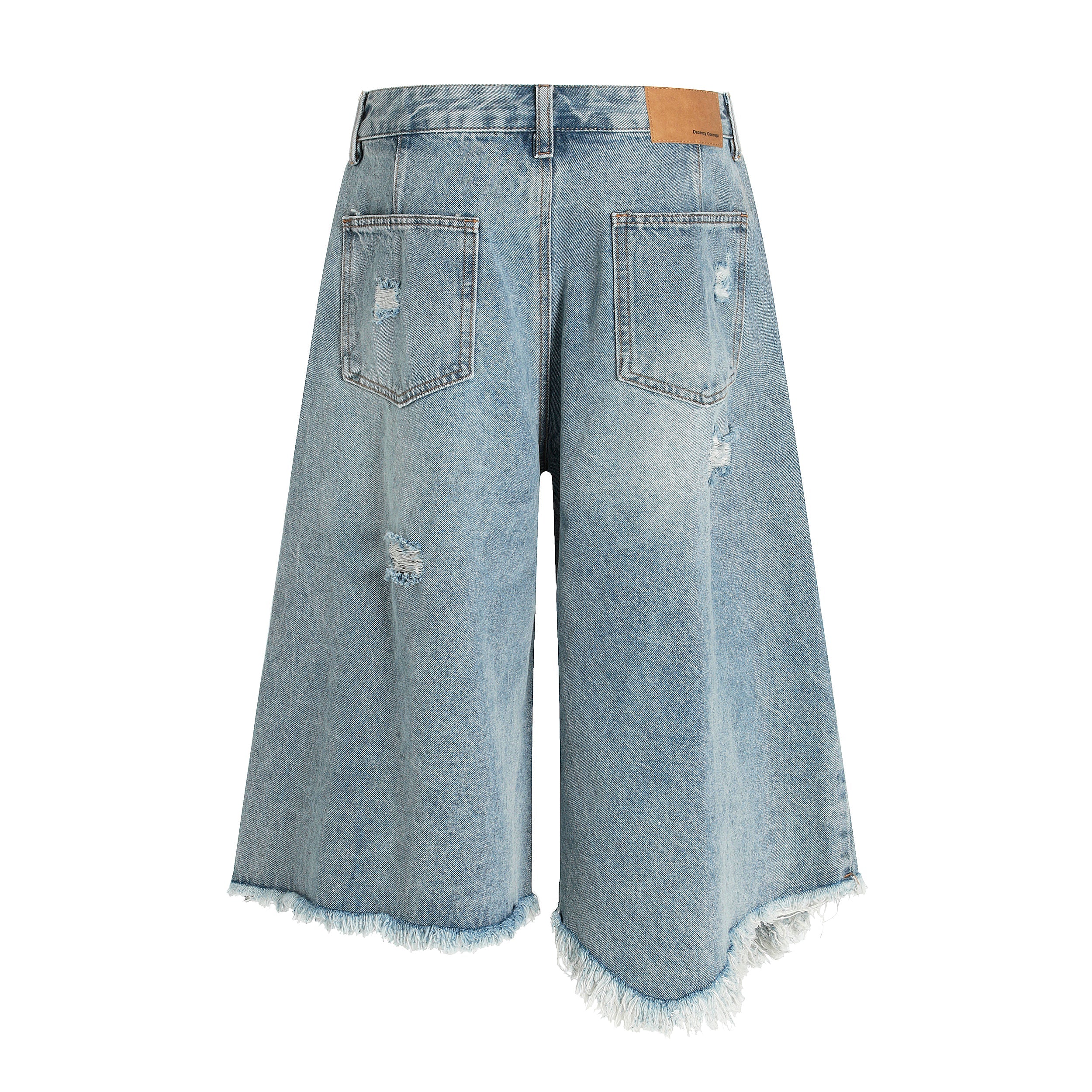 Omirad Destroyed Wide-Leg Denim Shorts | Frayed Hem
