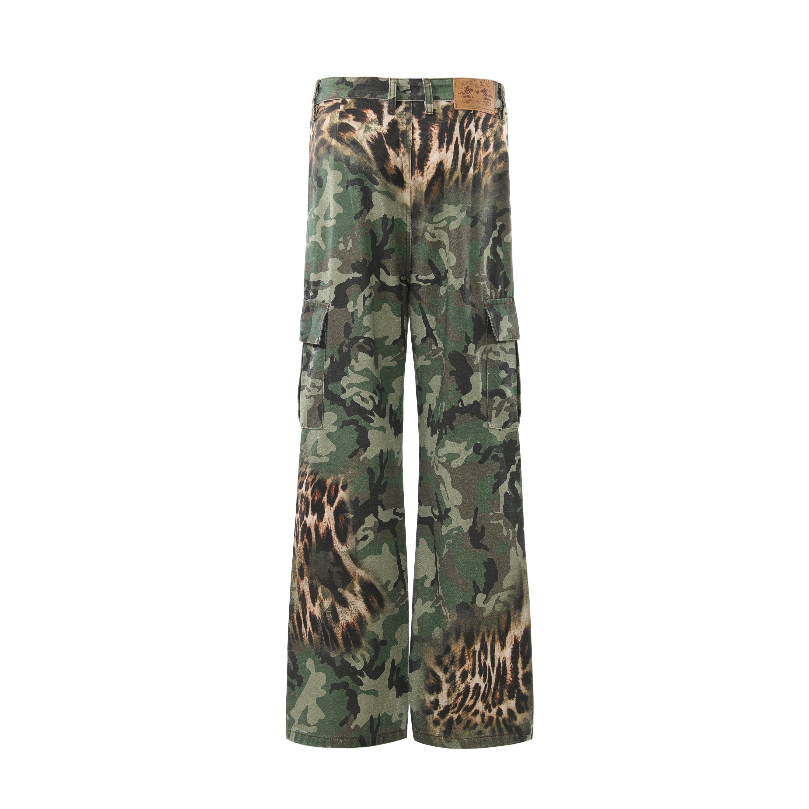 Leopard Camo Wide-Leg Cargo Pants | Y2K Streetwear
