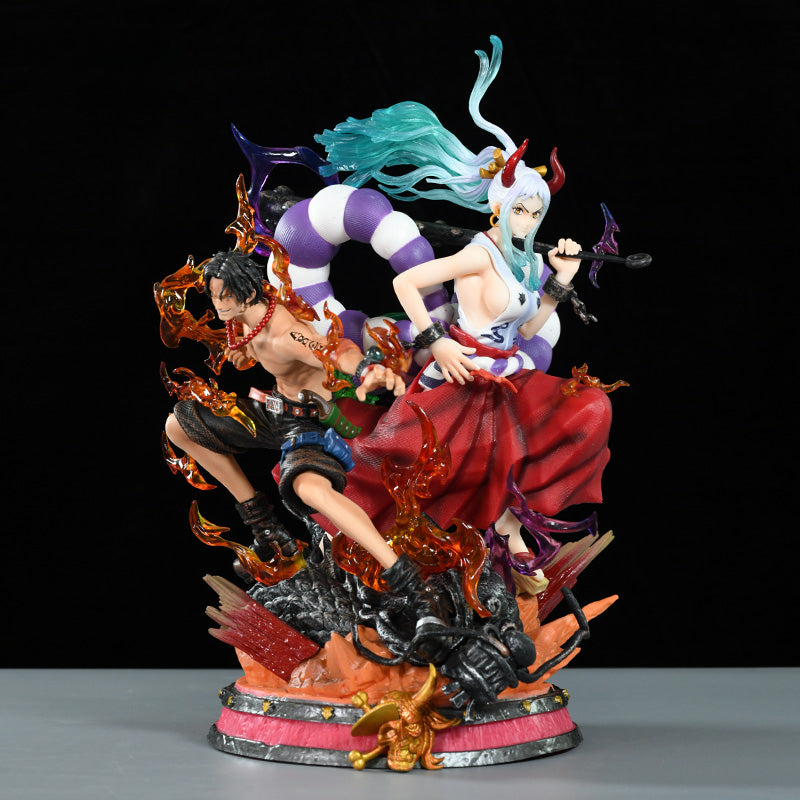 Ace and Yamato Action Figurine – 30cm with Flaming Effects – One Piece Collectible