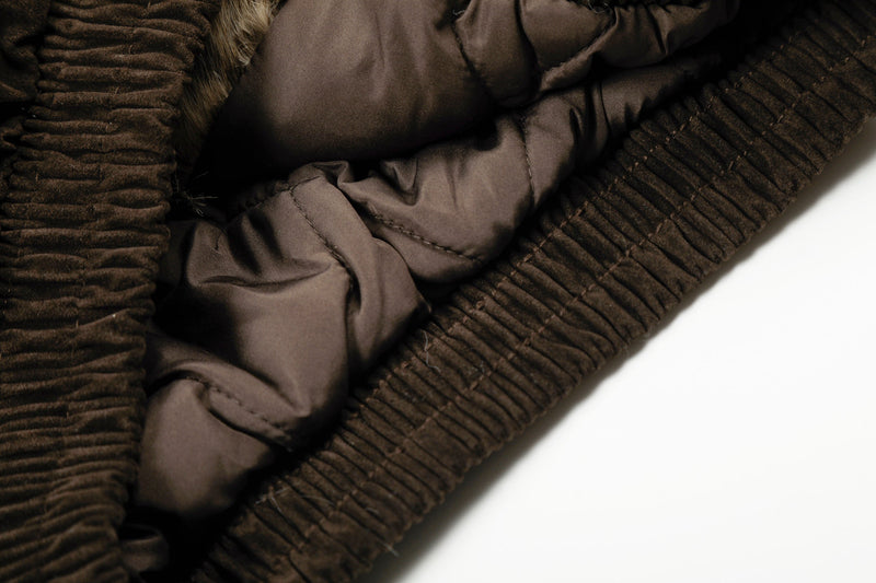 Faux Fur Collar Suede-Texture Bomber Jacket | Omirad