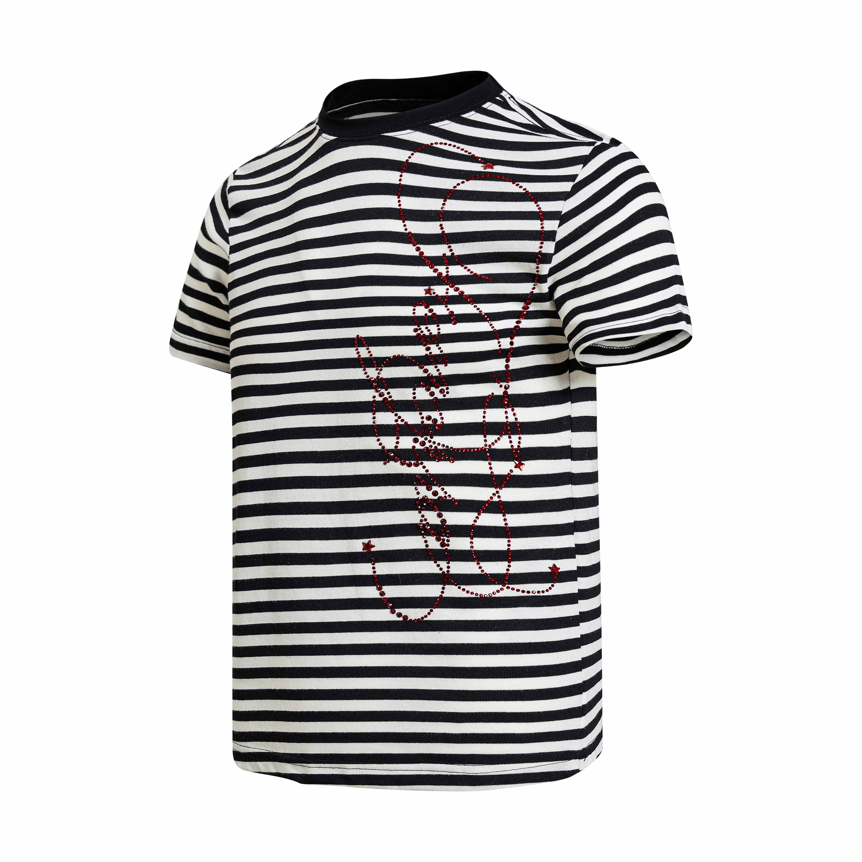 Omirad Rhinestone Stripe Tee | Gothic Script Streetwear