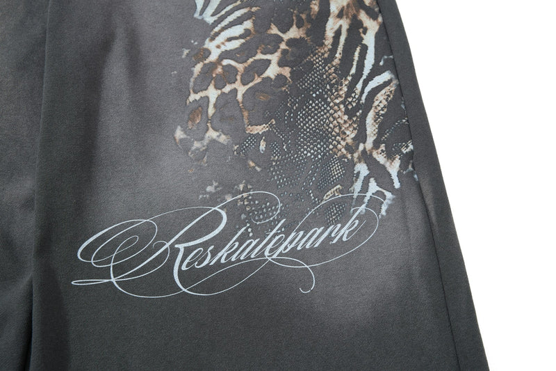 Vintage Leopard Graphic Wide-Leg Sweatpants | Y2K Streetwear