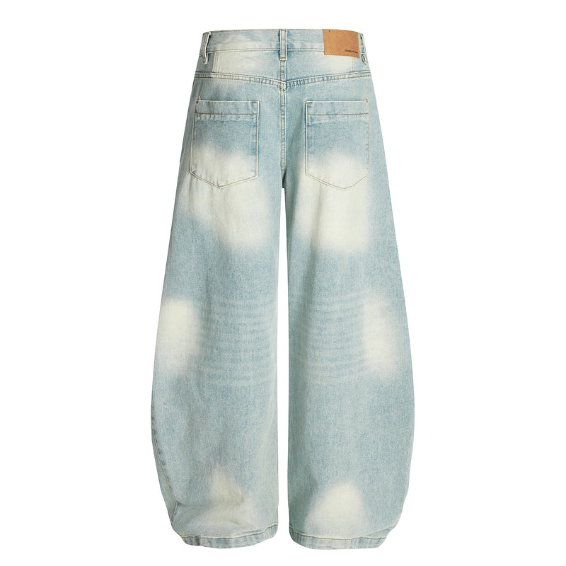 Cloud-Fade Balloon Jeans | Wide-Leg Streetwear Denim