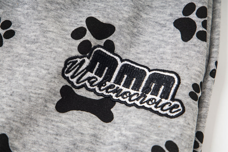 Paw Print Wide-Leg Lounge Pants | Dog Bone Streetwear Sweats