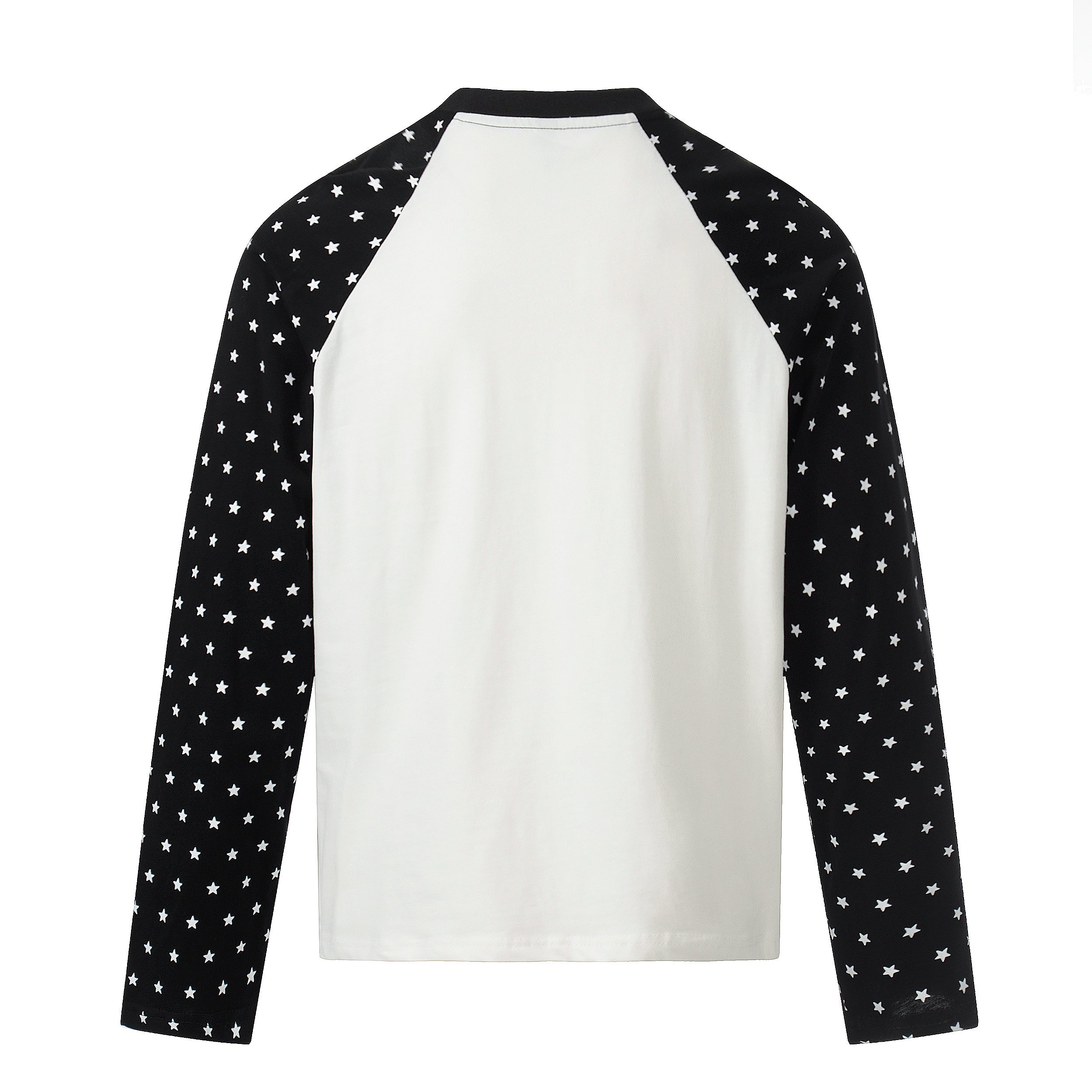 I Love EMO Raglan Long Sleeve Tee | Star-Pattern Contrast Sleeves