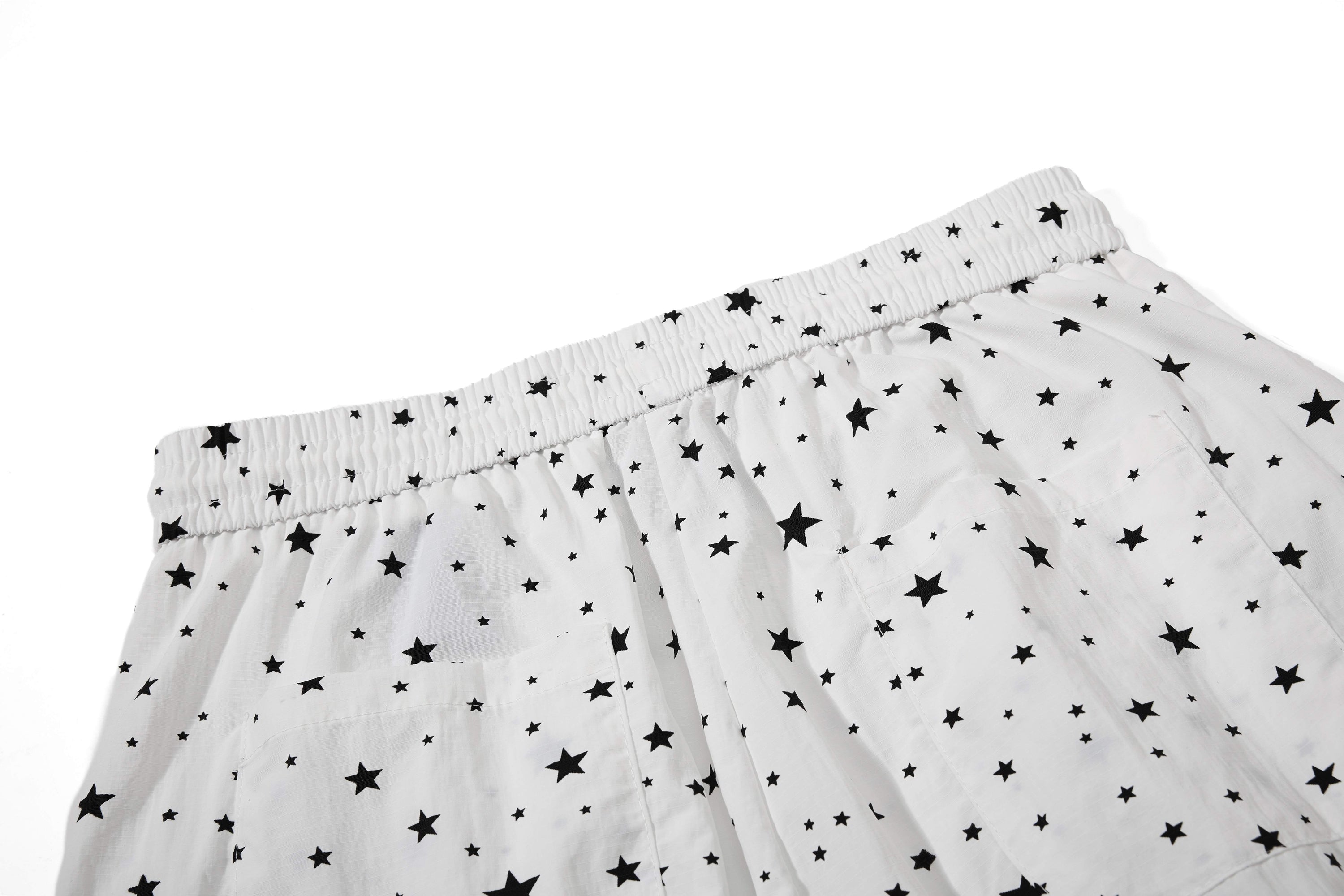 Star Print Wide-Leg Track Pants with Side Stripes | Streetwear