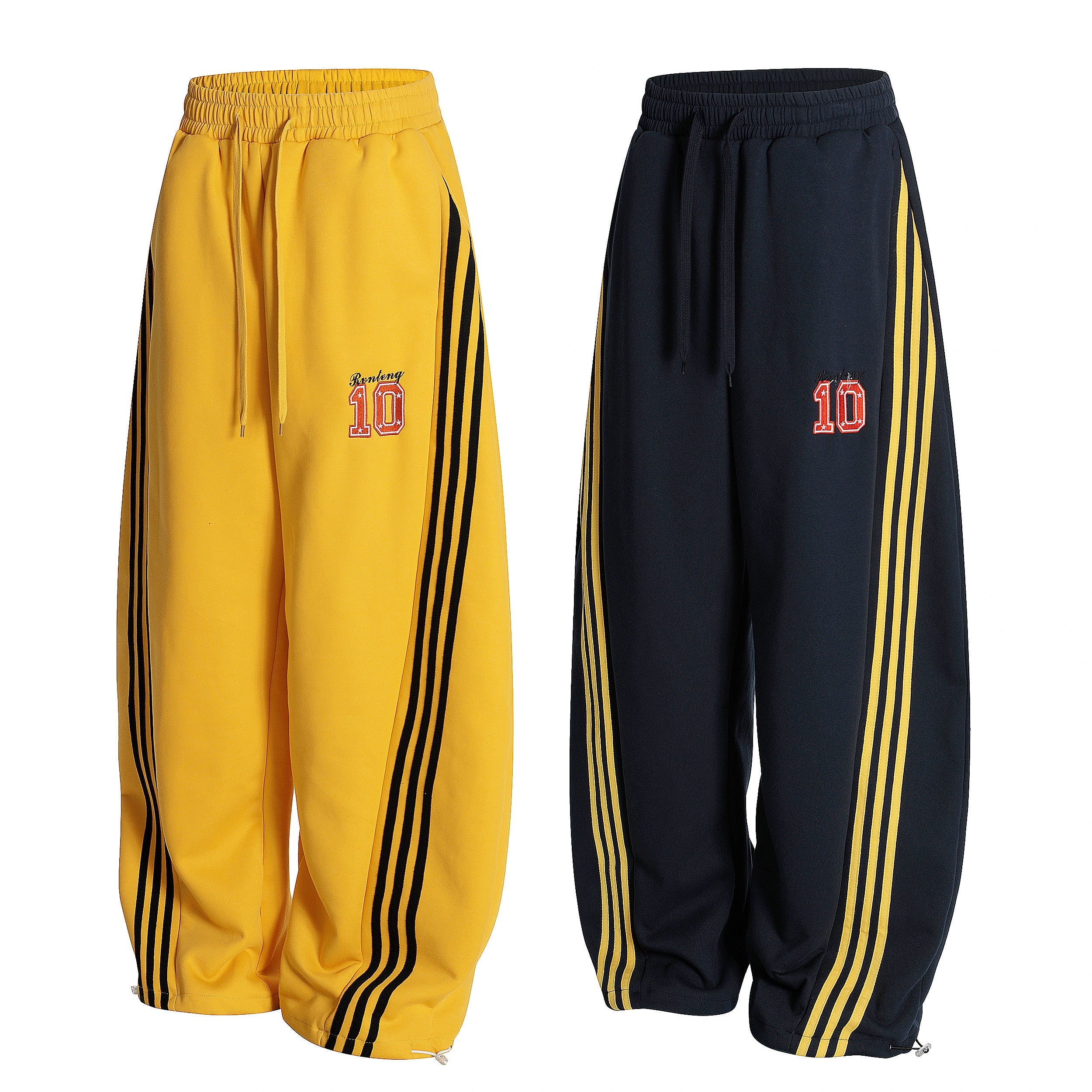 Omirad Retro Wide-Leg Track Pants | Triple Stripe Varsity