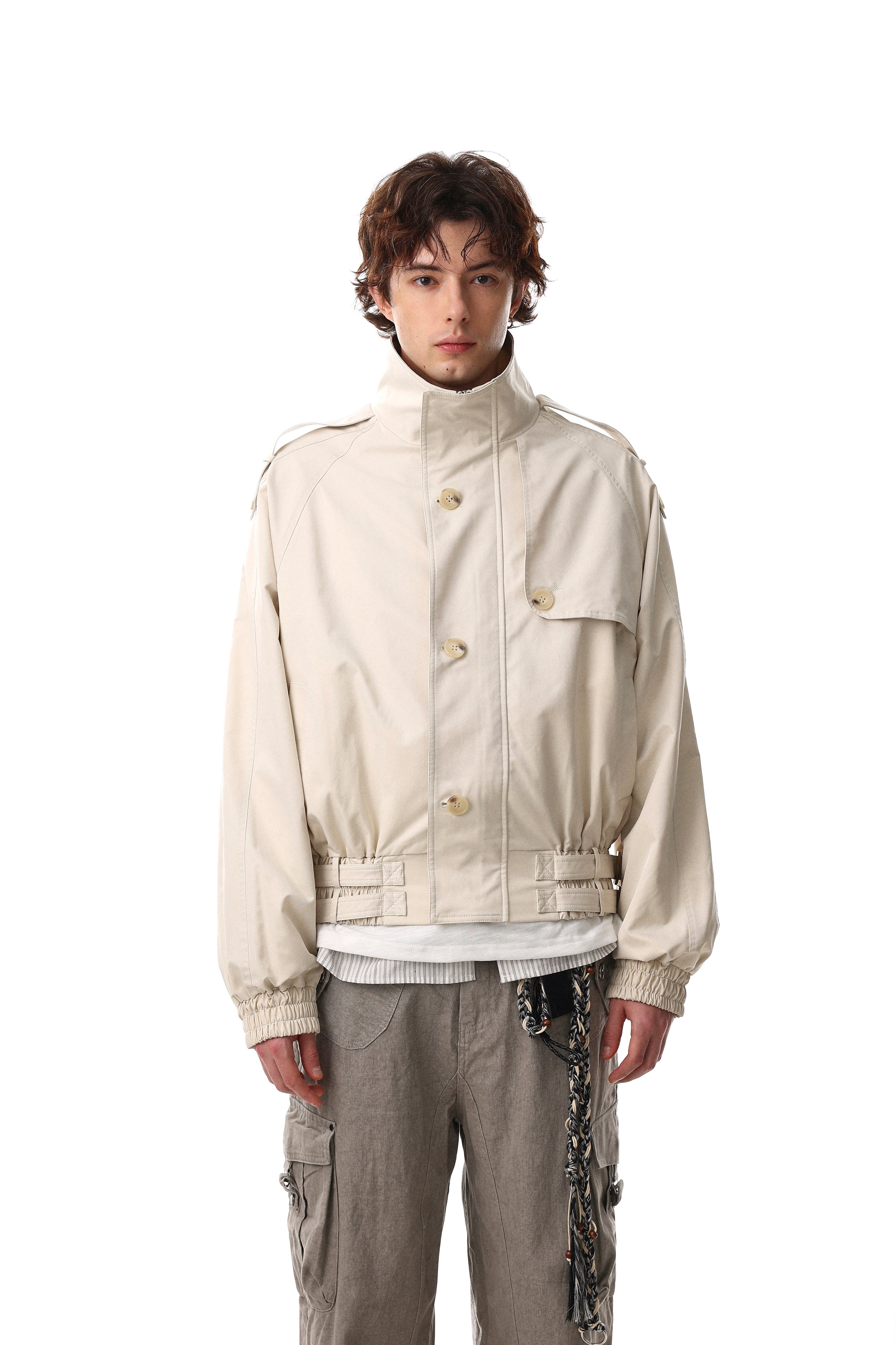 Utility Stand Collar Cropped Jacket | 100% Cotton