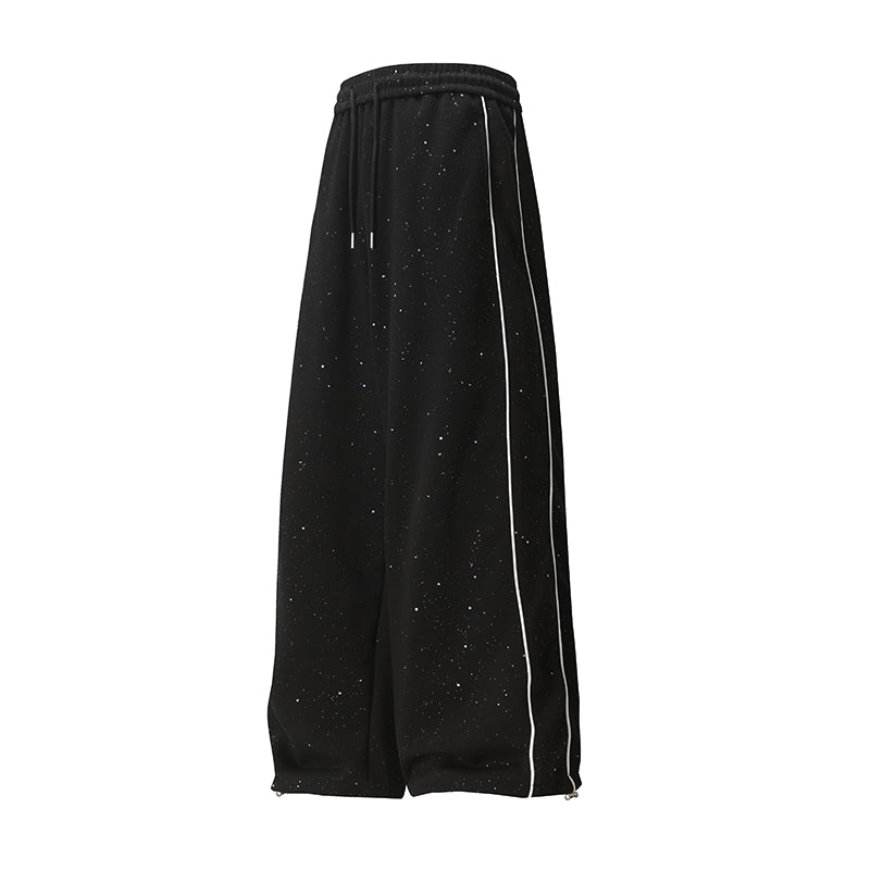 Speckled Wide-Leg Track Pants with Zippered Hems | Omirad