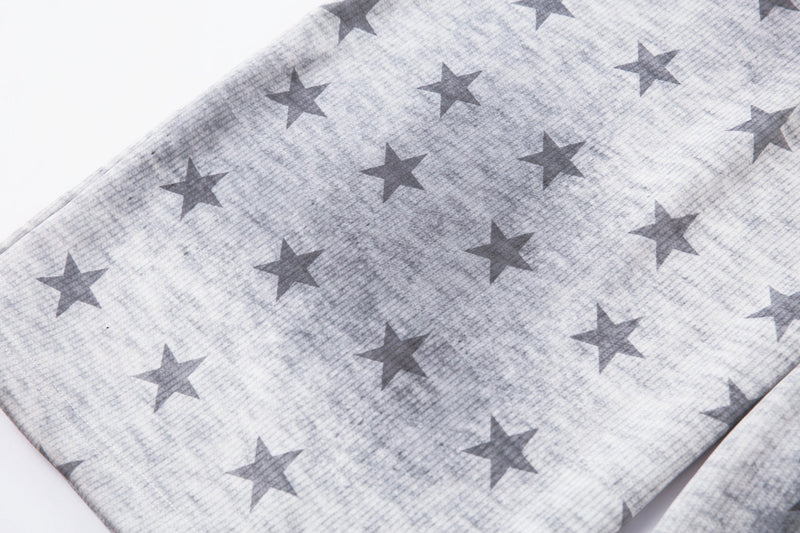 Star Print Wide-Leg Sweatpants with Contrast Side Stripes