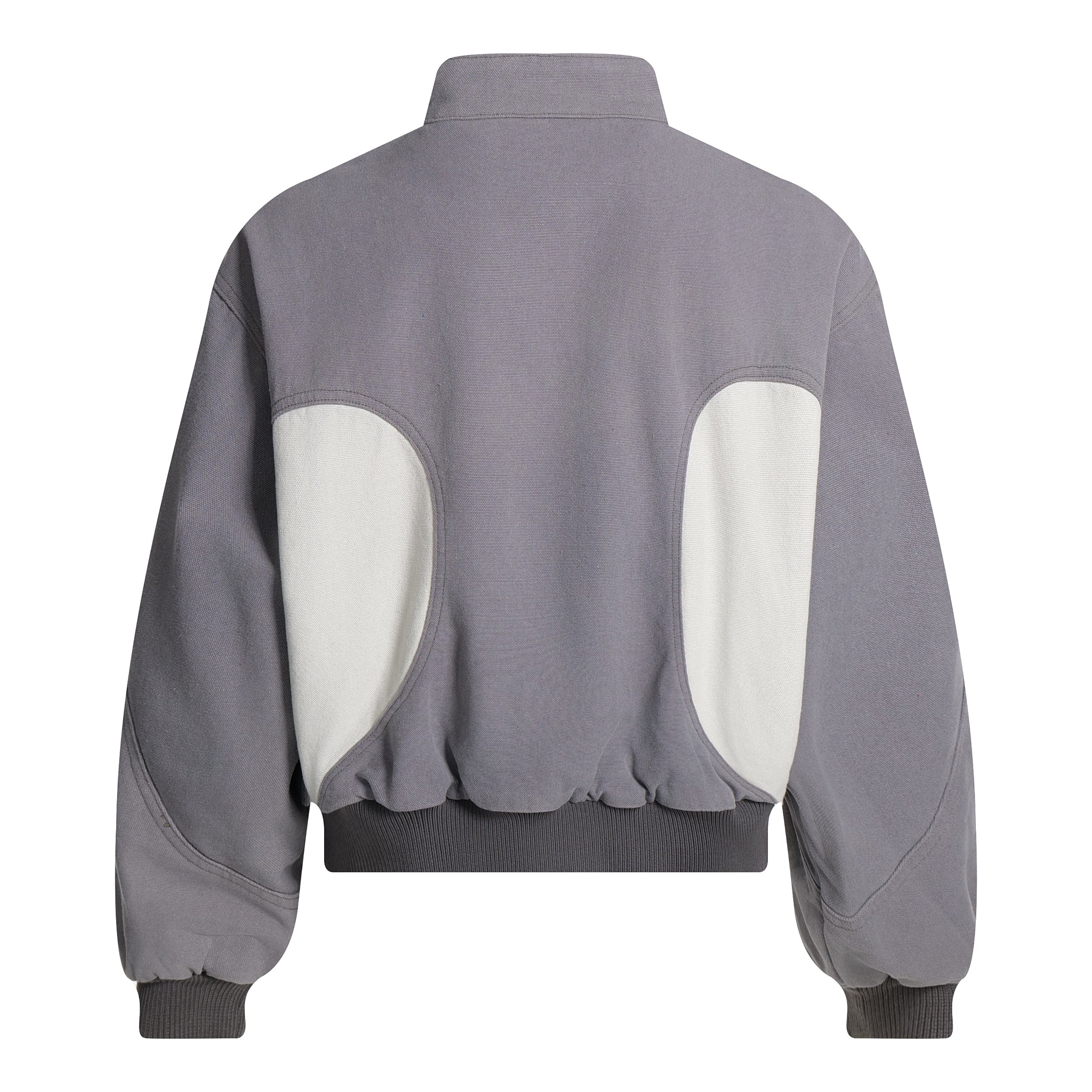 Two-Tone Curved Panel Bomber Jacket | Relaxed Street Fit