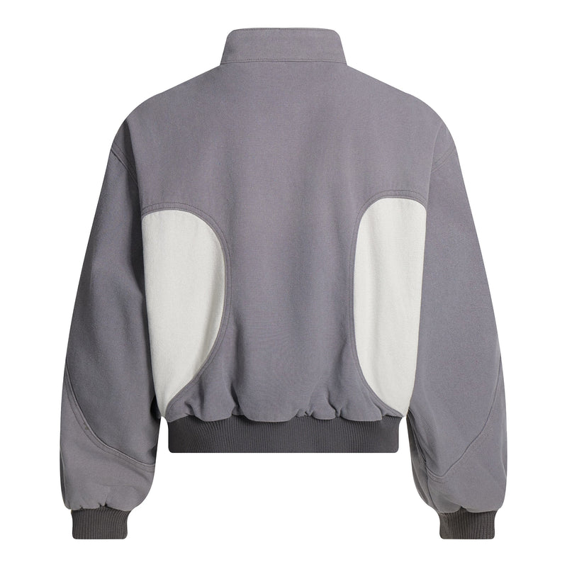 Two-Tone Curved Panel Bomber Jacket | Relaxed Street Fit