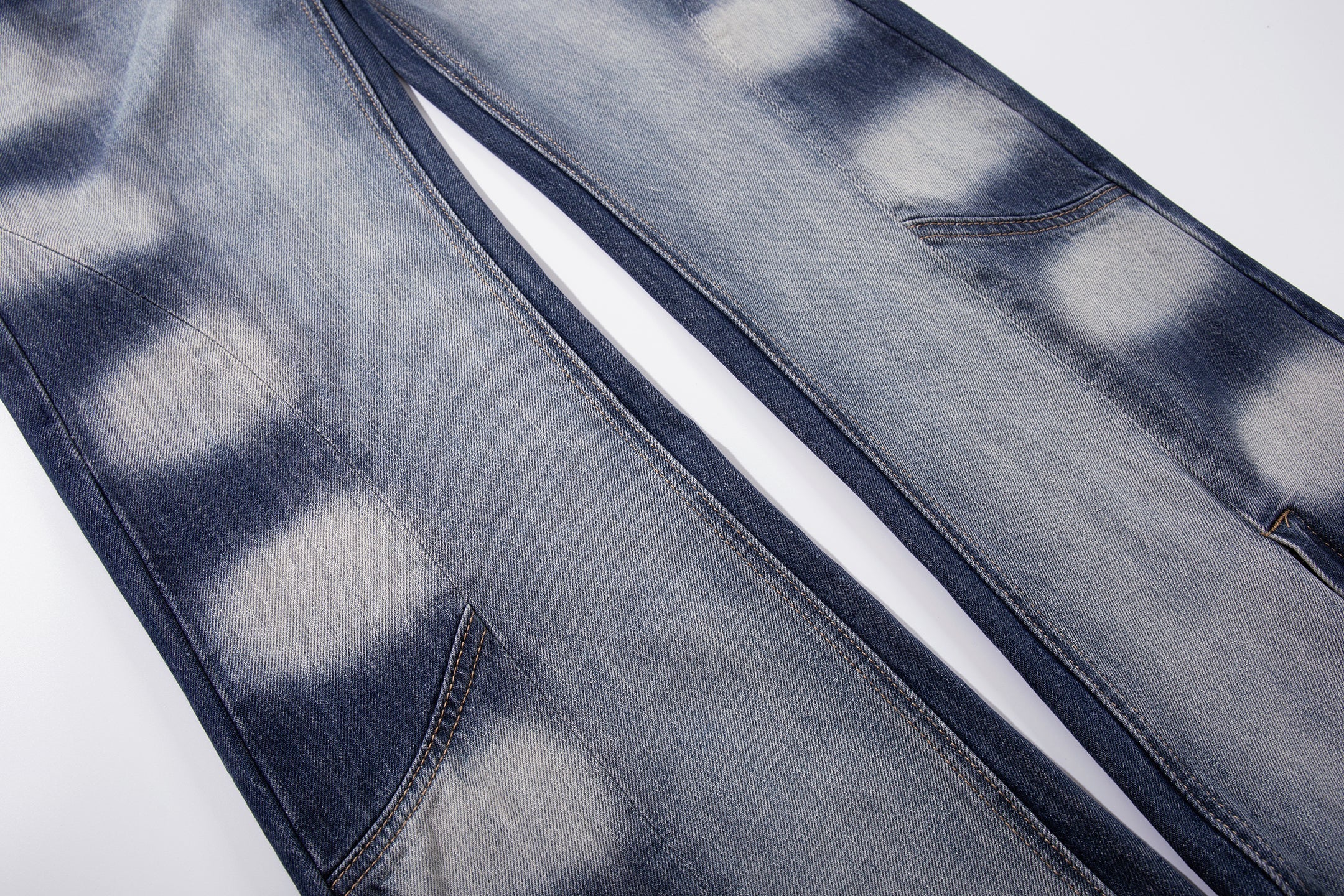 Gradient Fade Split-Hem Wide-Leg Jeans | 100% Cotton Denim